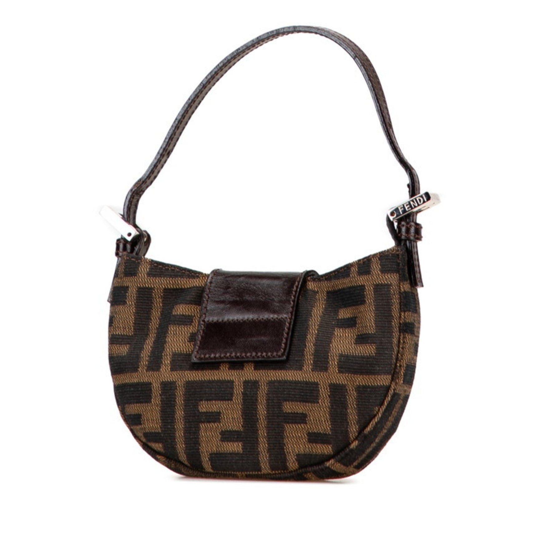 Fendi Zucca Mini Croissant Handbag Pouch Canvas and Leather