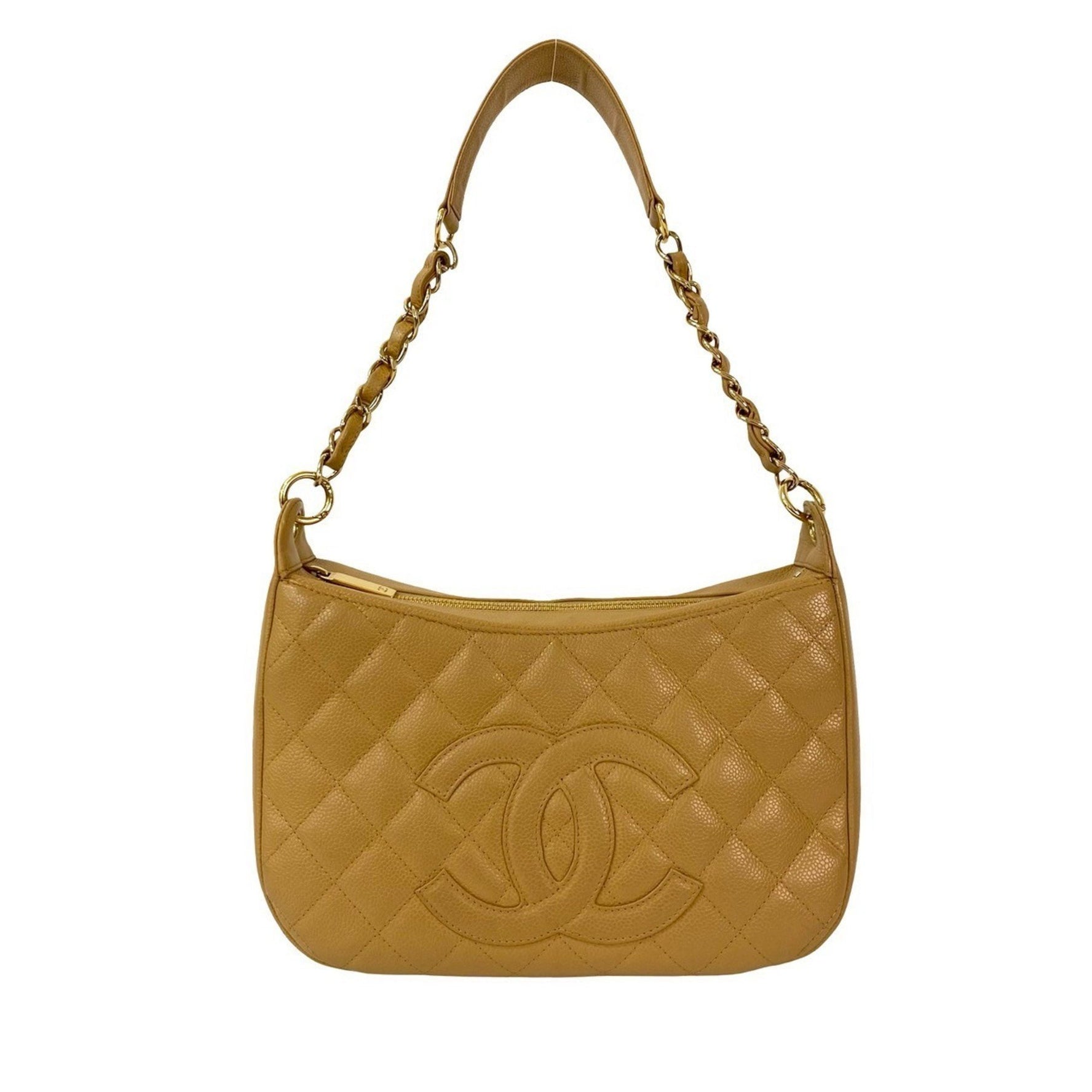 CHANEL Matelasse Coco Mark Caviar Skin Semi-One Shoulder Bag