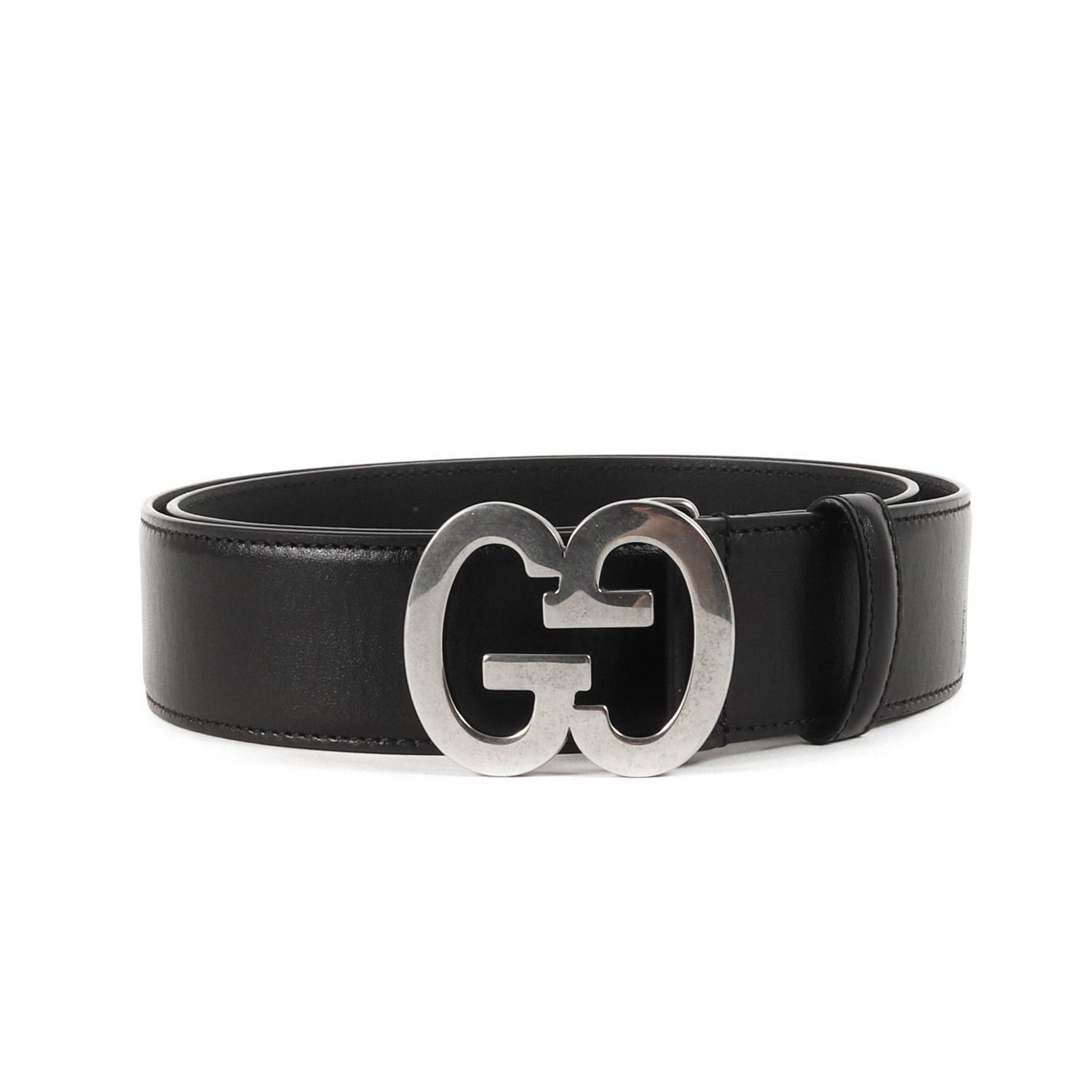 GUCCI Leather Belt with GG Buckle Size 36