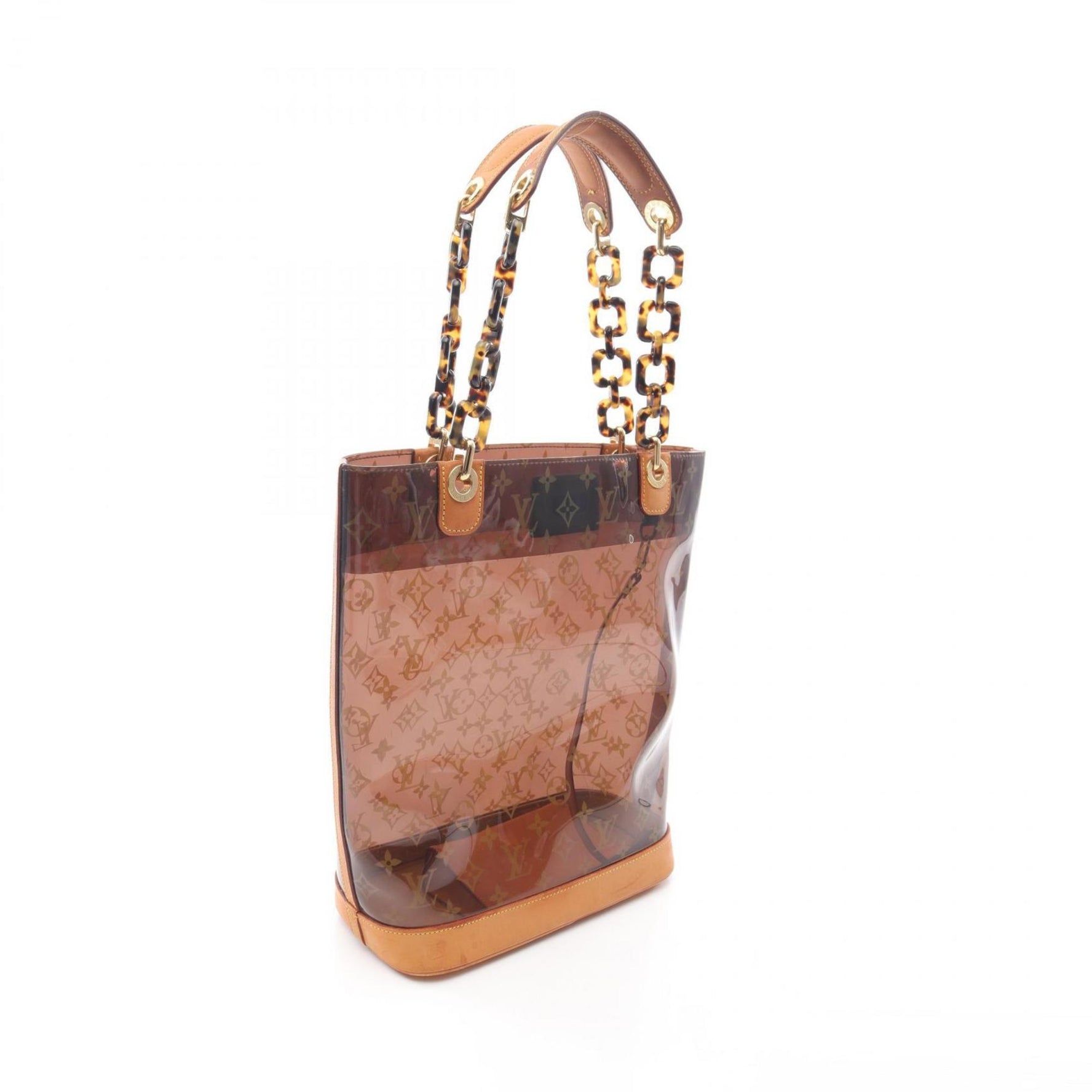 Louis Vuitton Caba Ambre MM Tote Bag, Vinyl and Leather, Monogram Vinyl, Brown