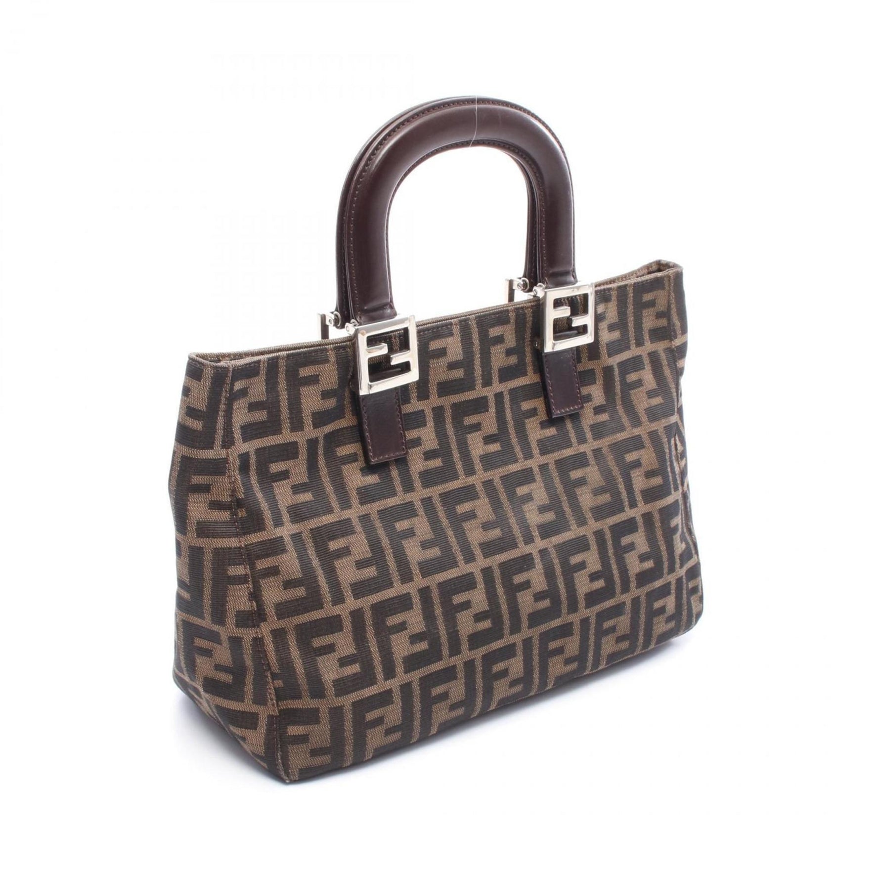 Fendi Zucca Tote Bag, Canvas and Leather, Brown Black