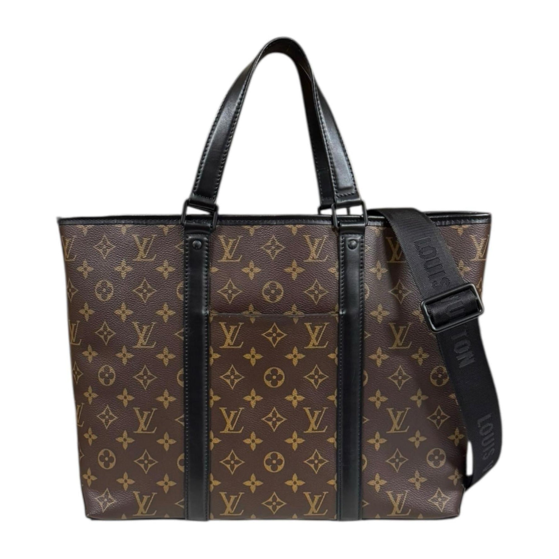Louis Vuitton Weekend Tote PM Monogram Macassar Shoulder Bag Brown LOUIS VUITTON