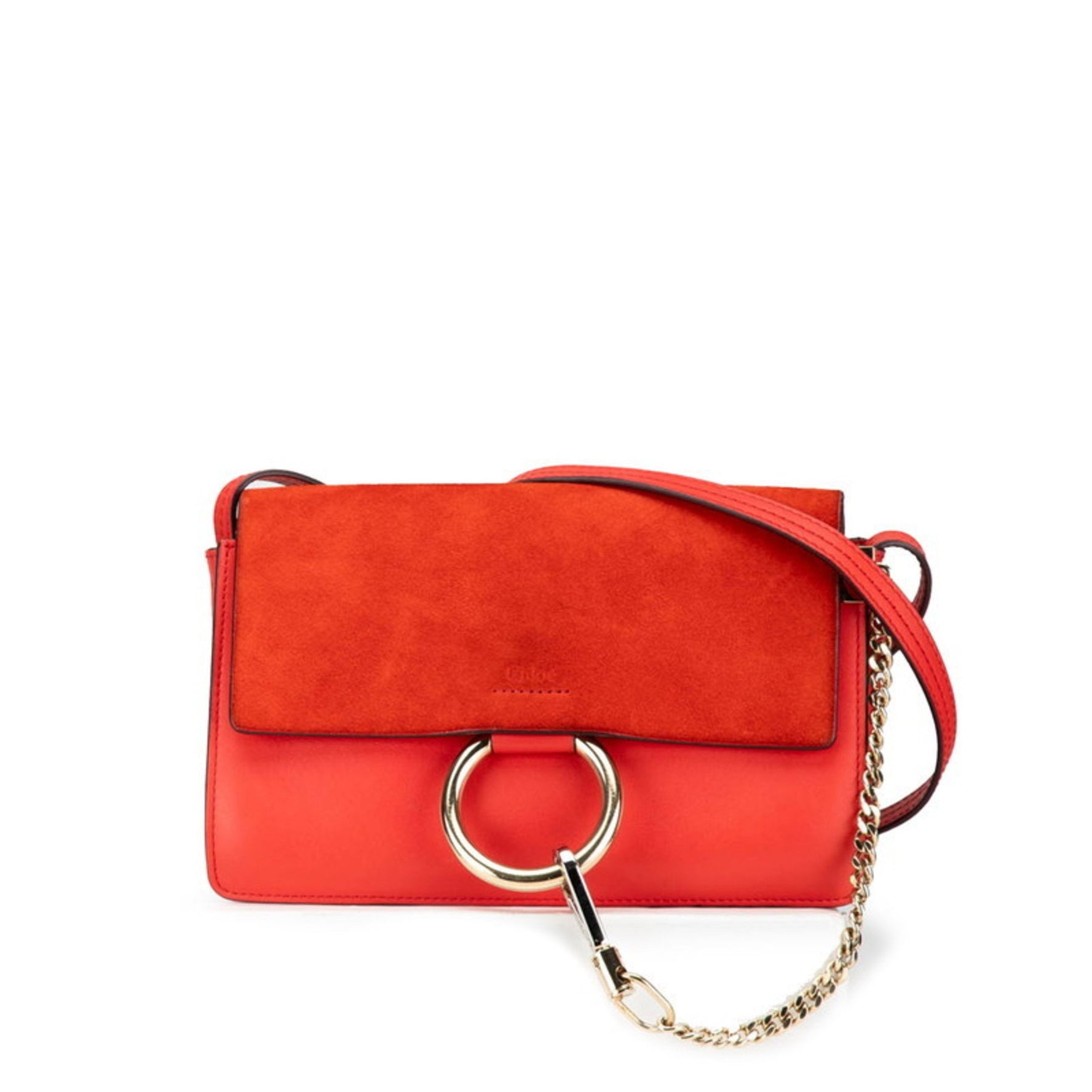 Chloé Chloe crossbody shoulder bag in red leather and suede