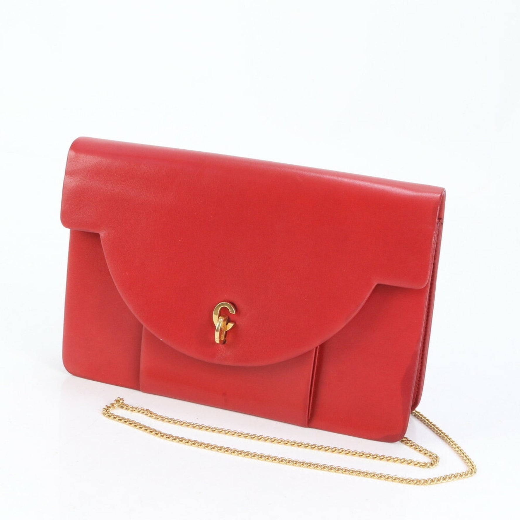 Christian Dior Leather Gold Chain Shoulder Bag Handbag Tote Women's