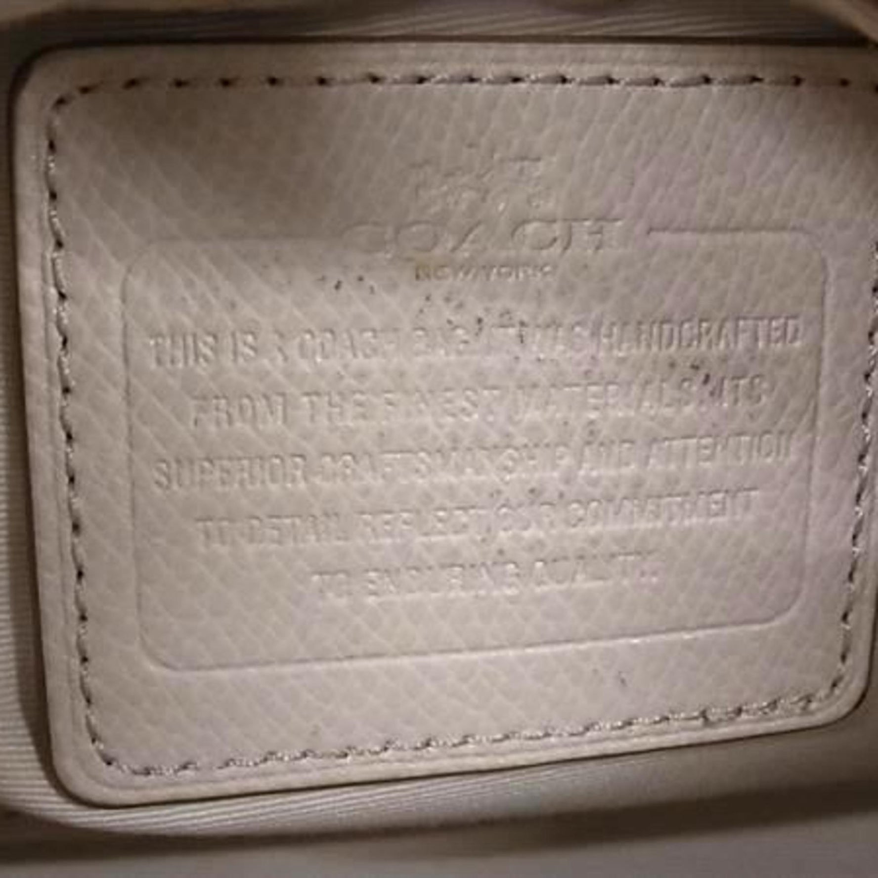 COACH Signature Handbag Beige Ivory Leather