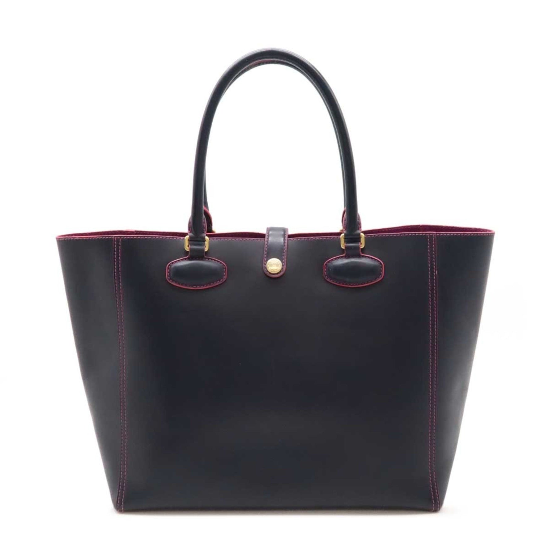LOEWE Leo Anagram Tote Bag Handbag 2-tone Leather Dark Navy Pink