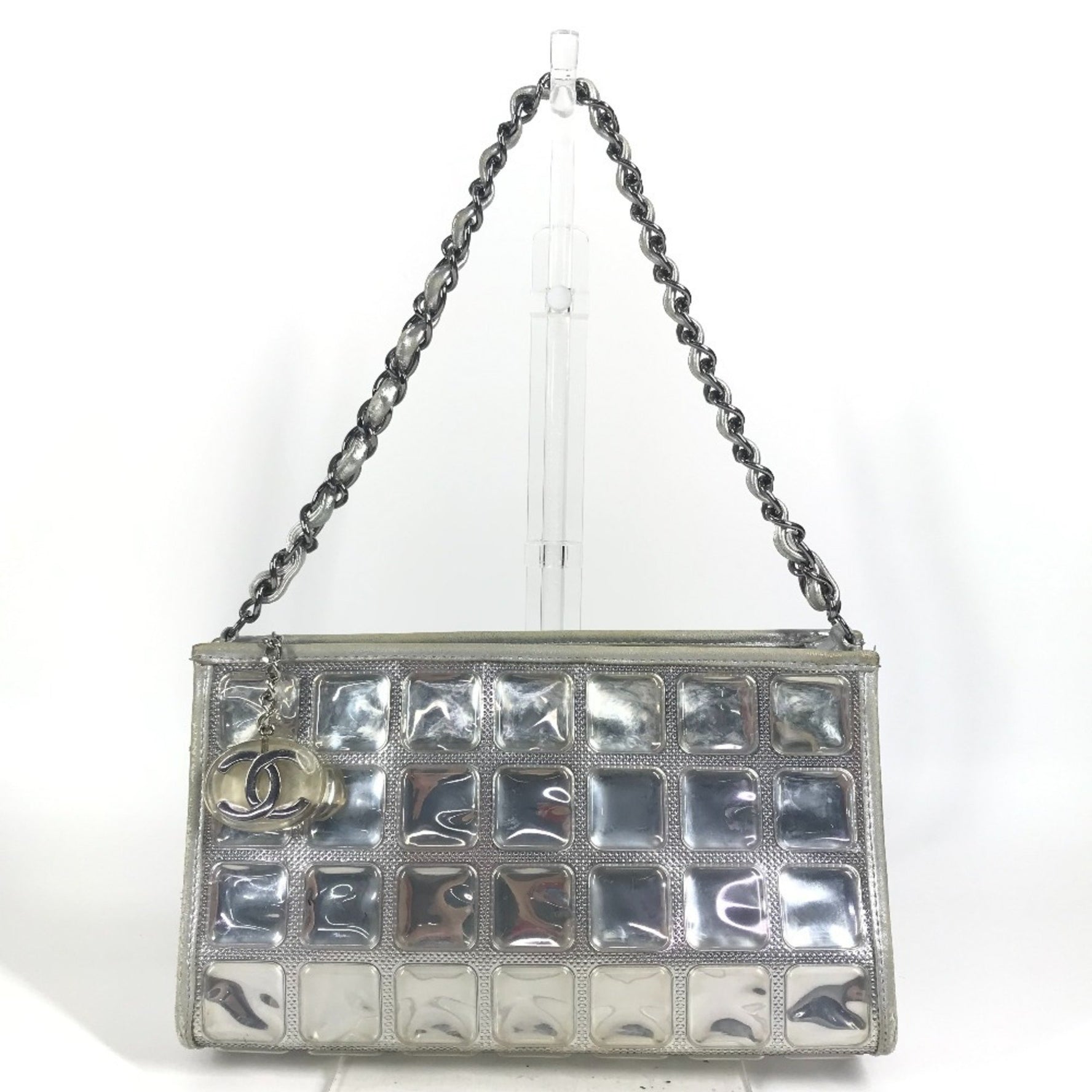 CHANEL CC Coco Mark Logo Ice Cube Chain Shoulder Bag in Leather
