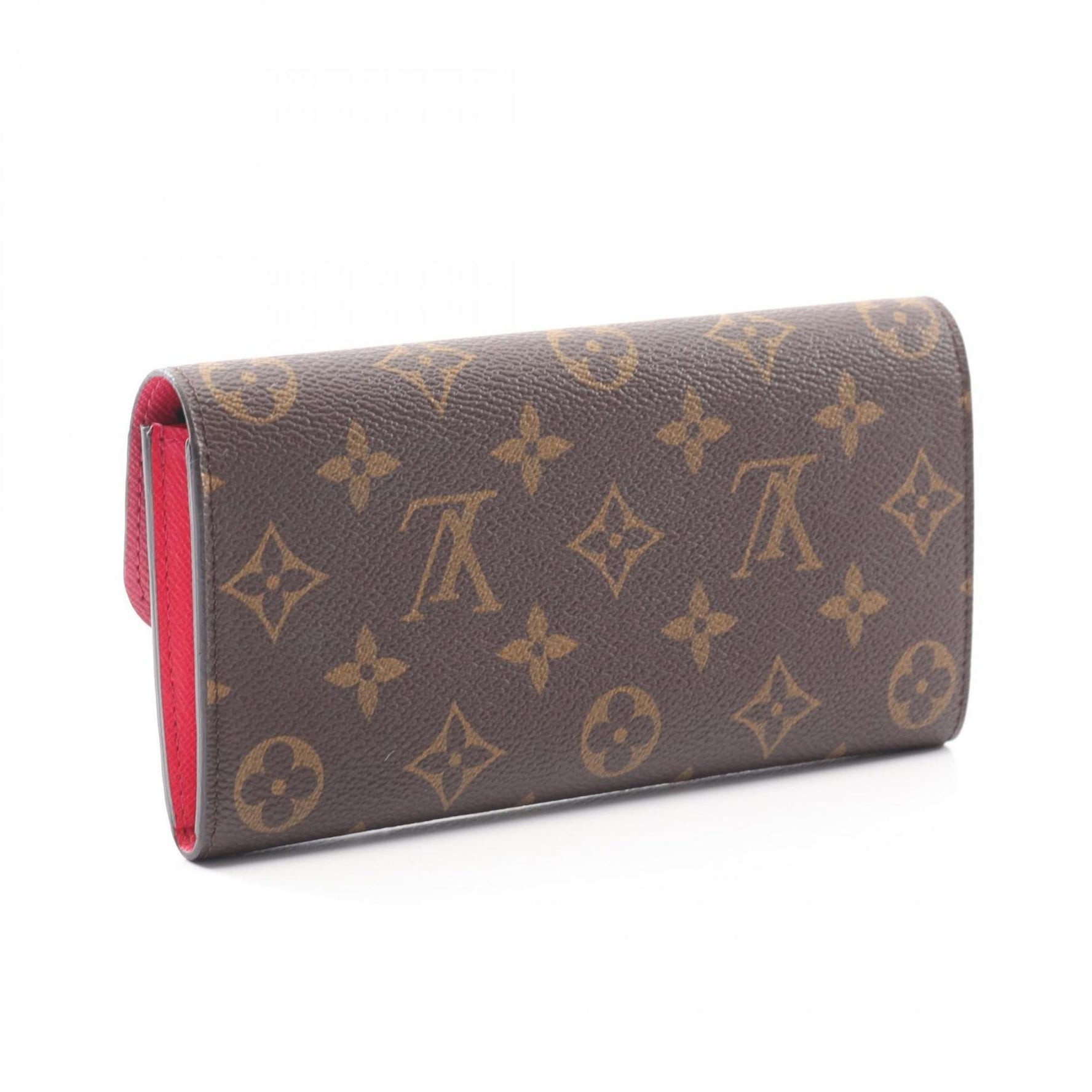 Louis Vuitton Portefeuille Emily Bifold Long Wallet, Coated Canvas, Monogram, Brown and Pink