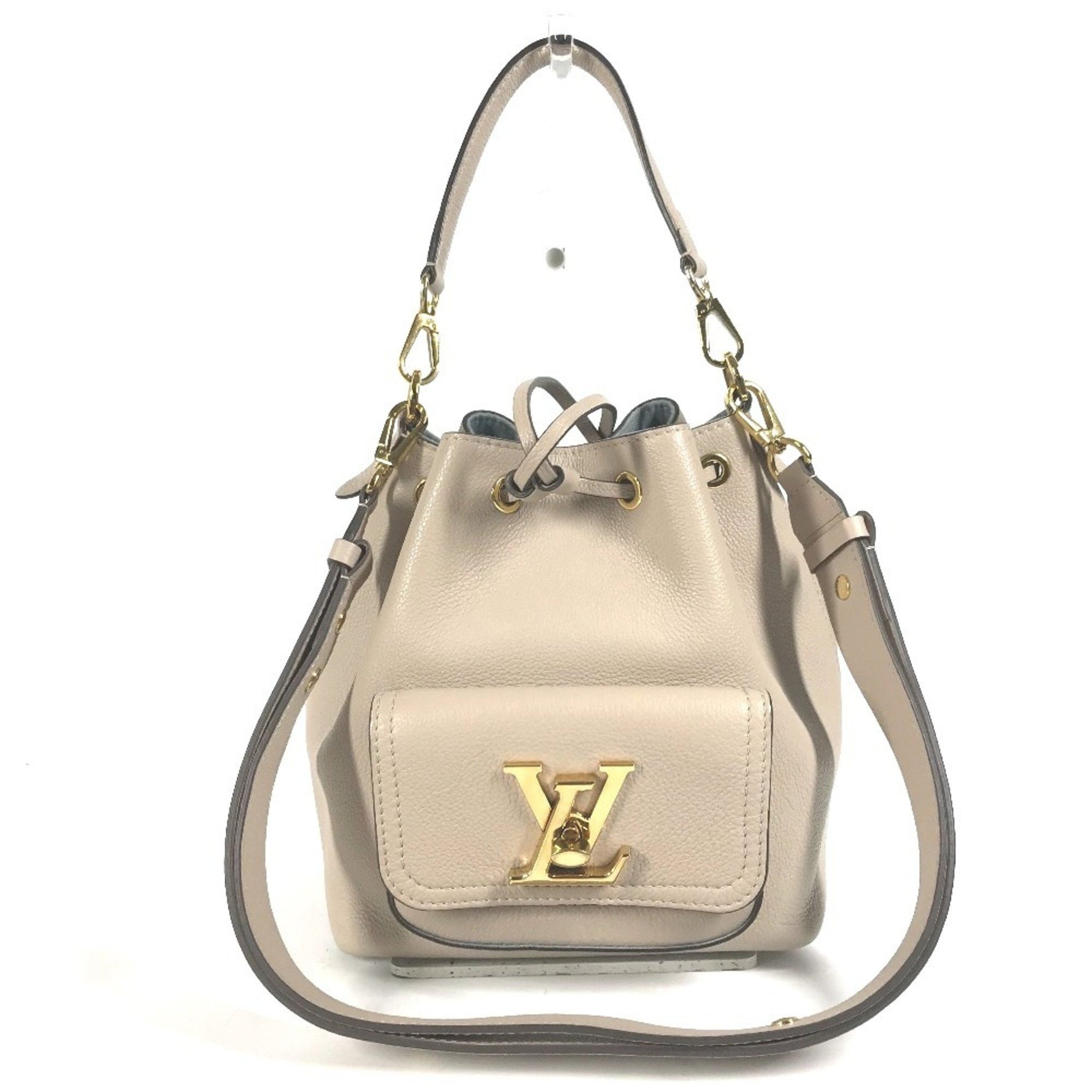 LOUIS VUITTON M57688 Lockme Bucket NV Handbag, 2-Way Drawstring Shoulder Bag, Leather, Women's, Sand Beige