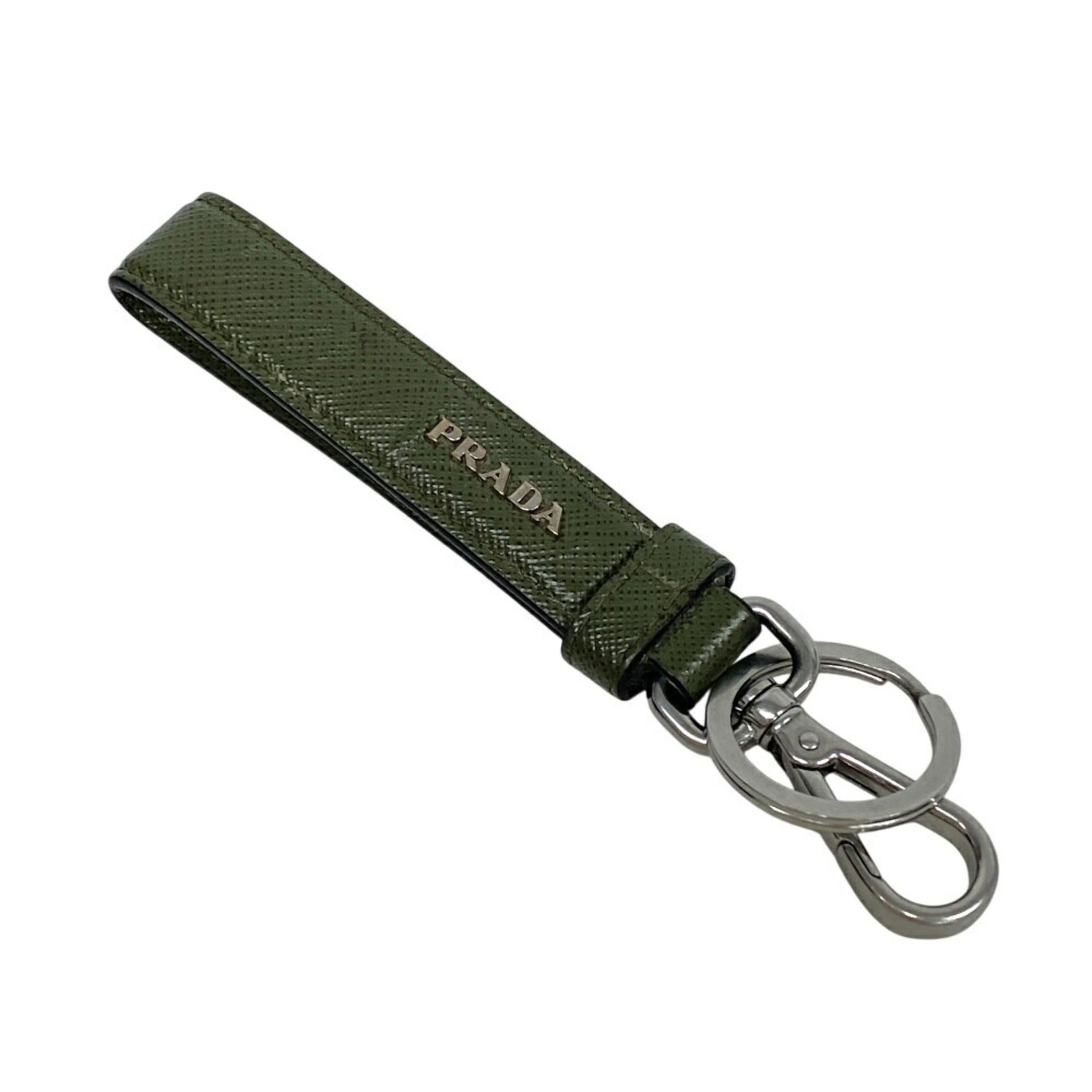 PRADA 2PP68T Saffiano Charm Keychain Bag Pouch Horse Khaki Green Women's Men's