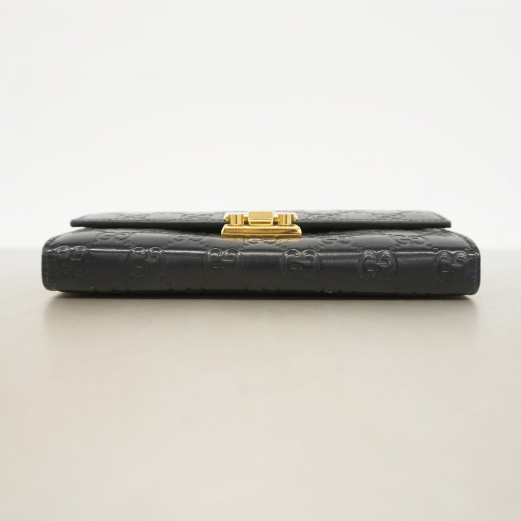 Gucci Long Wallet Guccissima Padlock Leather Black Women's