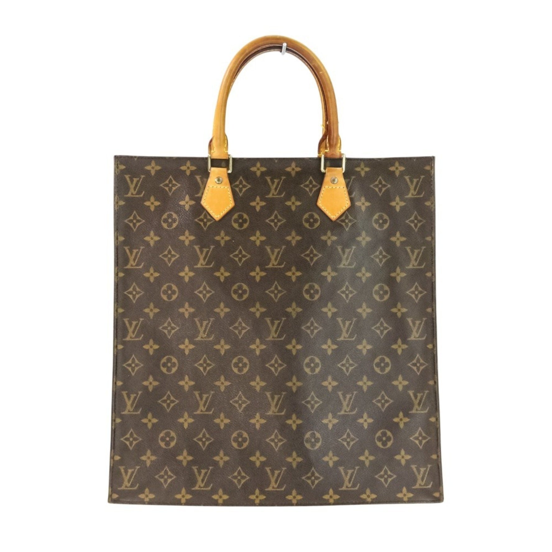 LOUIS VUITTON Monogram Sac Plat Handbag Tote Bag Brown Men's and