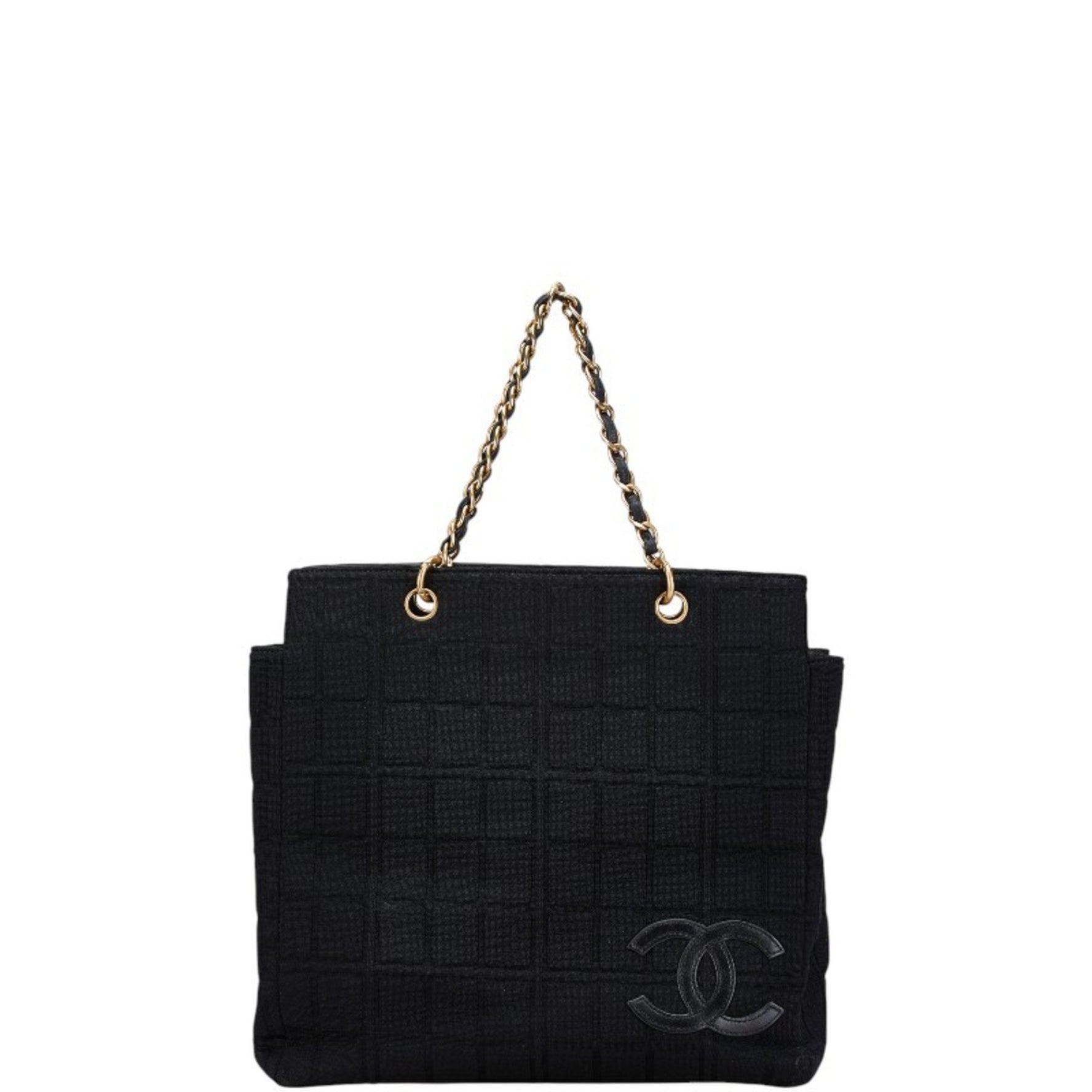 CHANEL Coco Mark Chocolate Bar Chain Tote Bag in Canvas and Leather