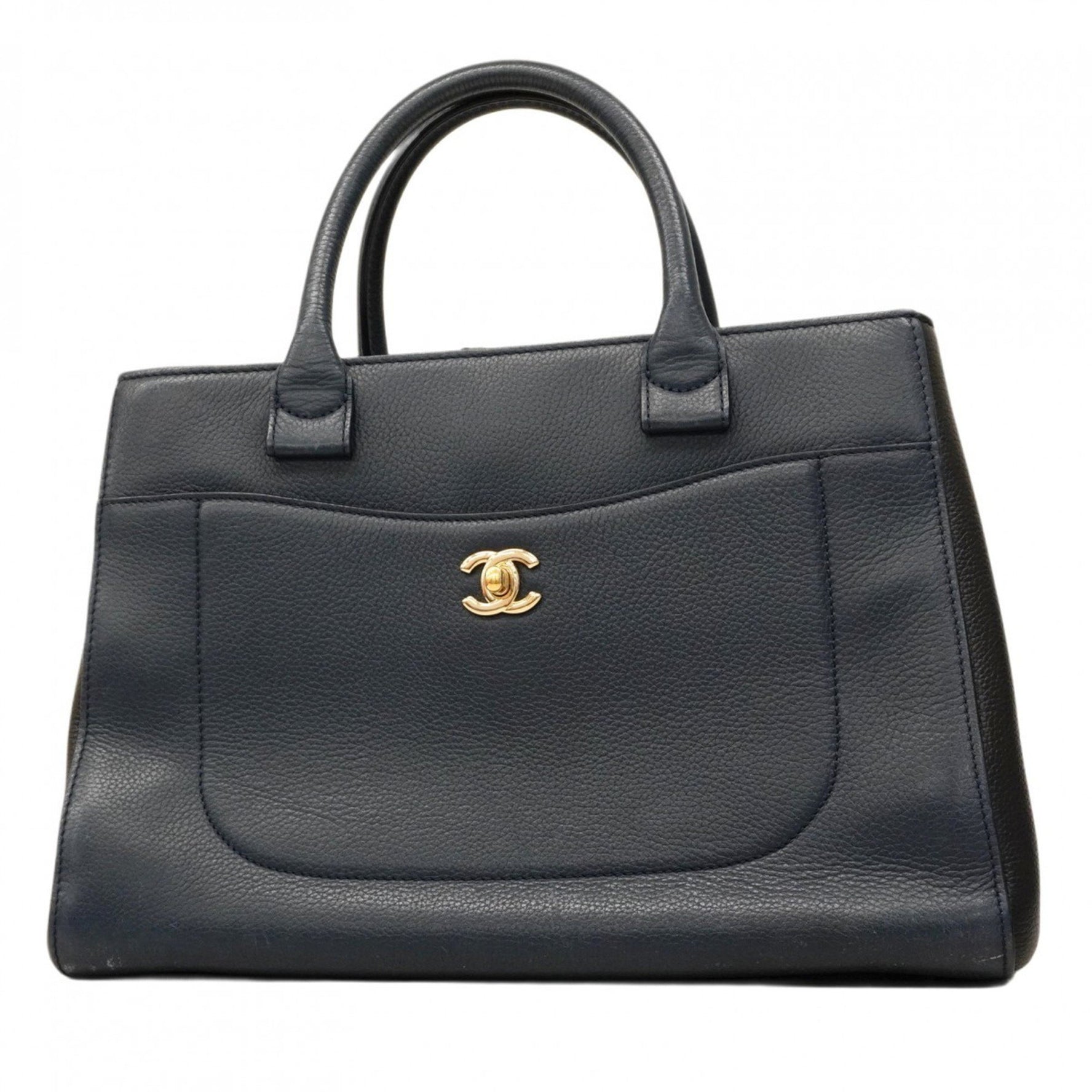Chanel Neo Executive Leather Tote Bag in Navy, Black, and Champagne