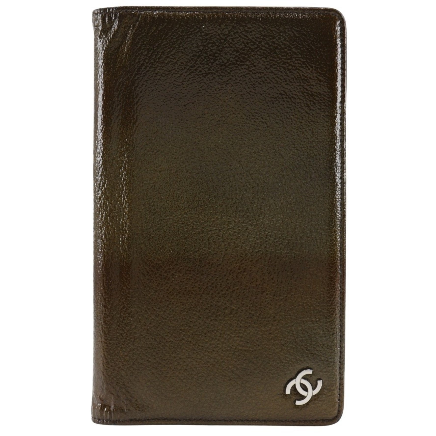 CHANEL COCO Mark Long Wallet Enamel Bronze Women's