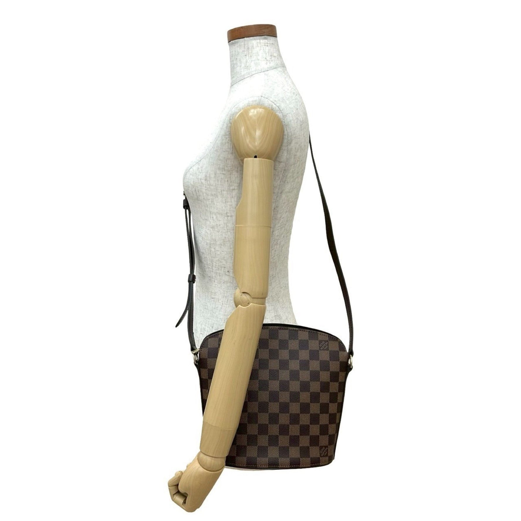Nearly unused Louis Vuitton Drouot Damier leather shoulder bag/pouch/sacoche in