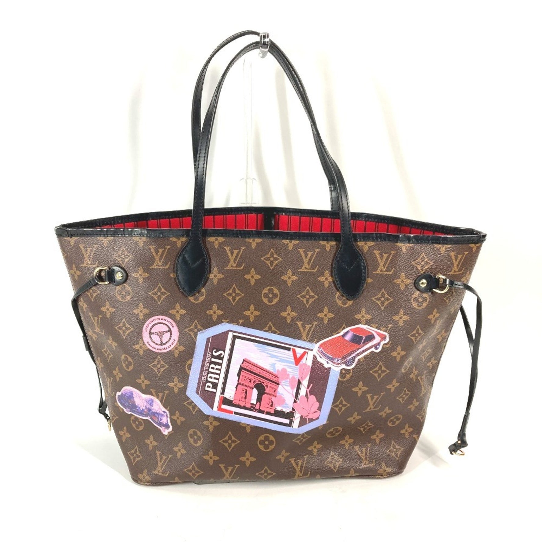 LOUIS VUITTON M42844 My Monogram World Tour Neverfull MM Tote Bag/Shoulder Bag in Canvas, Brown, Women's