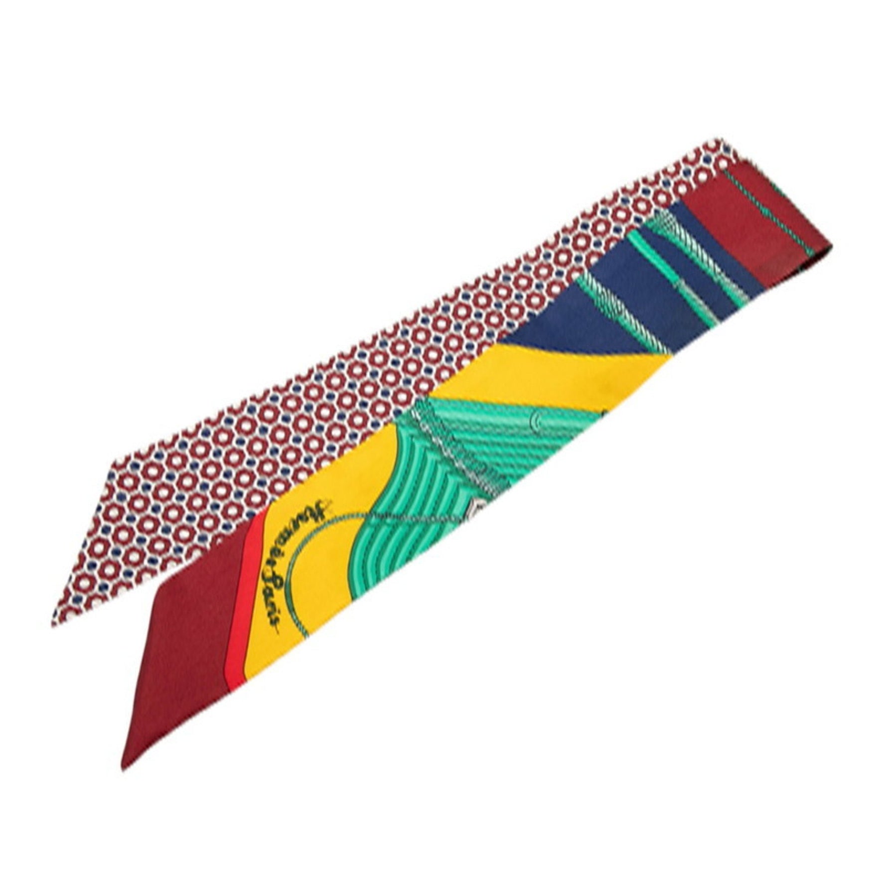 Hermes Hermès Twilly CLIC CLAC MODERN CANNAGE Scarf, Red Multicolor Silk