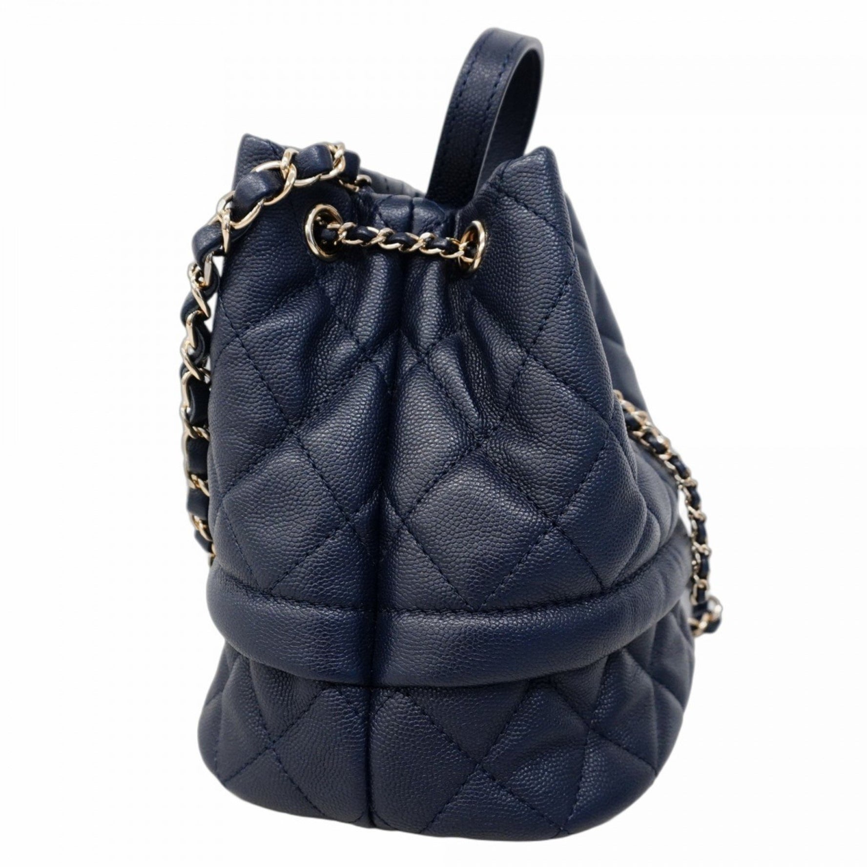 Chanel Matelasse Handbag with Chain Shoulder Strap, Caviar Skin, Blue, Champagne, Bag