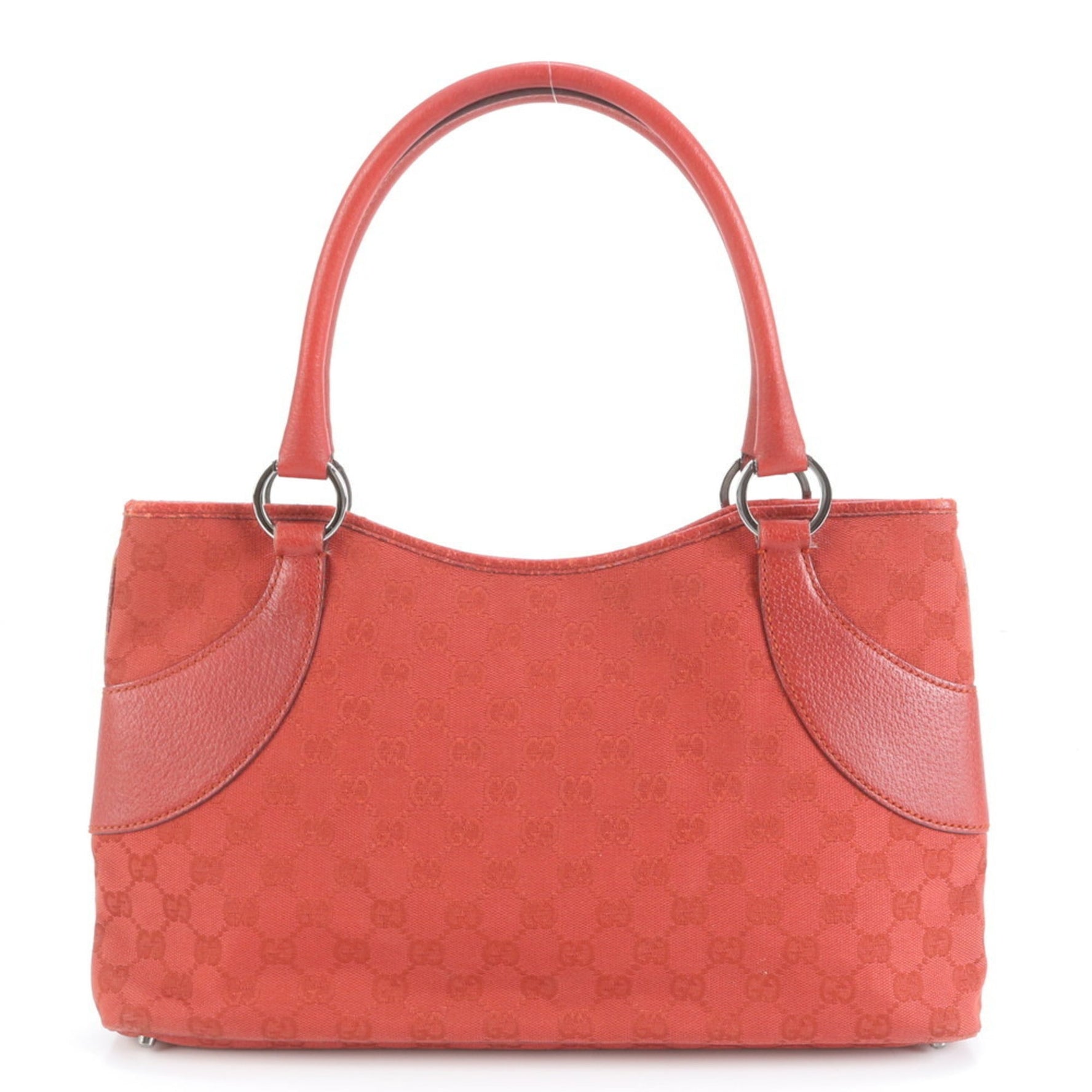 Gucci GG Canvas Leather Tote Bag, Shoulder Bag with Silver Hardware, Handbag