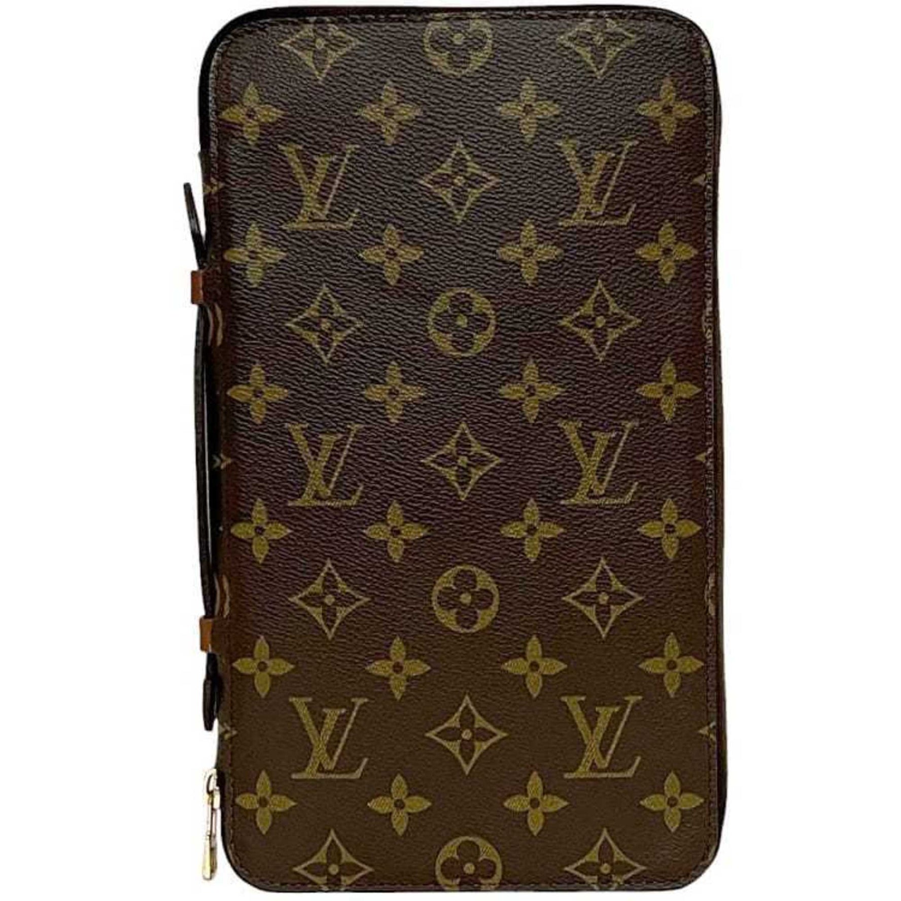 Louis Vuitton Poche Escapade Travel Case Brown Monogram Long Wallet Canvas LOUIS VUITTON Second Bag Card Holder Clutch