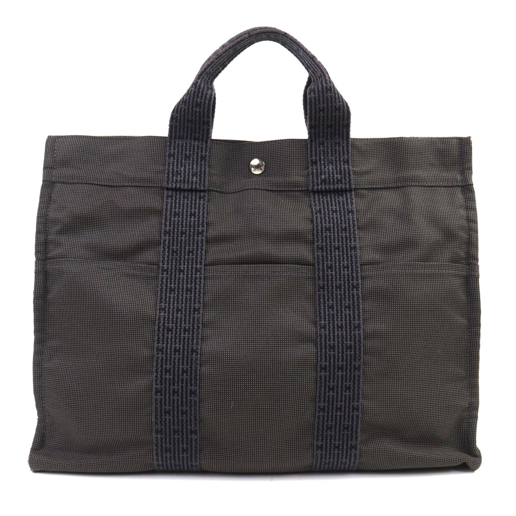 HERMES Air Line MM Silver Hardware H Logo with Serie Buttons Canvas Tote Bag Made in France