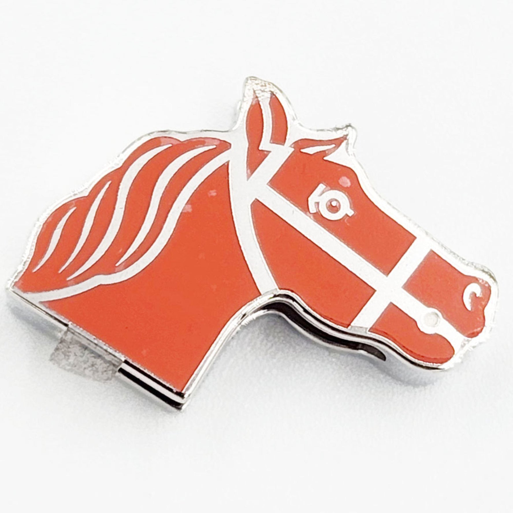 Hermes Gadrige Twilly Ring Silver Orange Metal S Scarf Clasp Horse