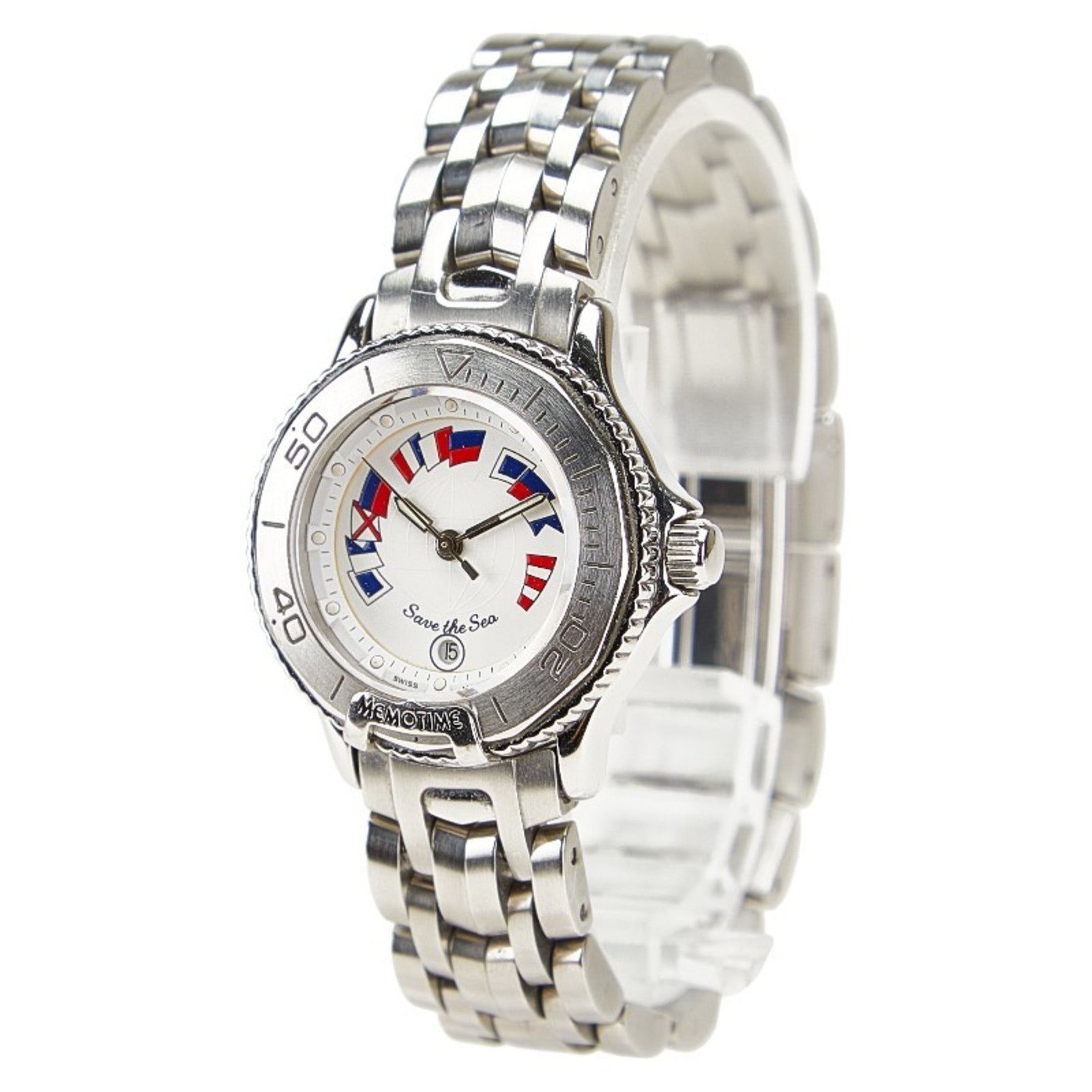 Corum Memo Time Save the Sea Quartz Watch with White Dial and Stainless Steel Sophia Crystal