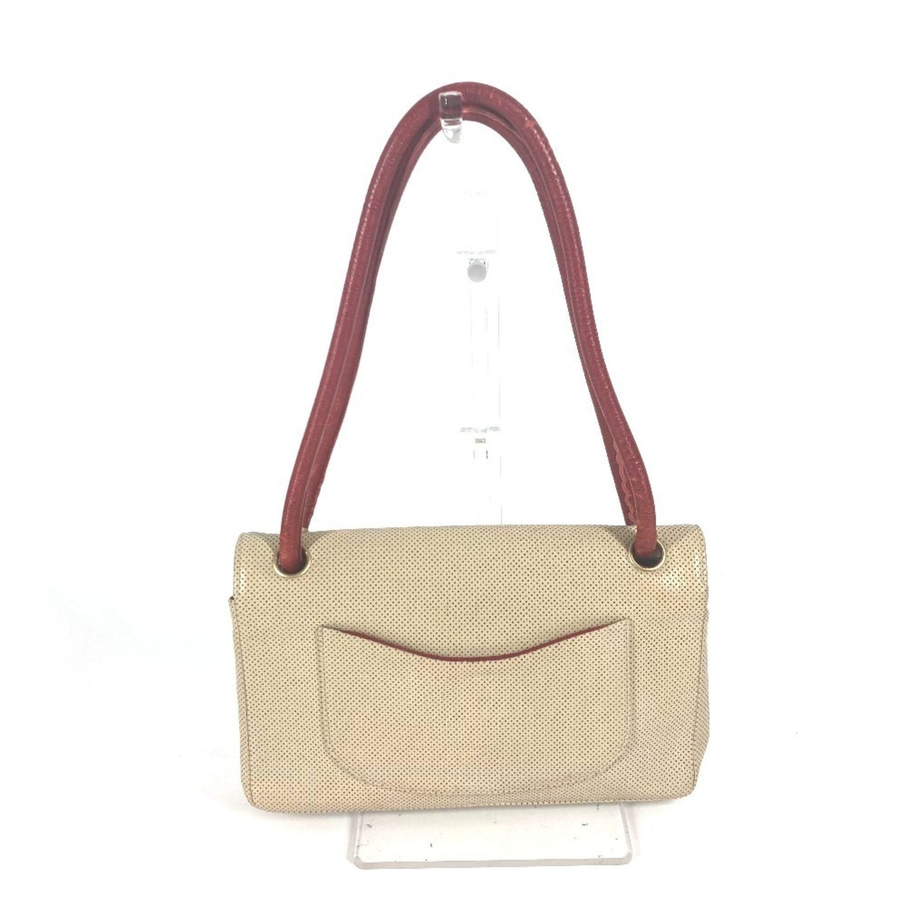 CHANEL CC Coco Mark Punching Shoulder Bag, Two-Tone Leather, Beige