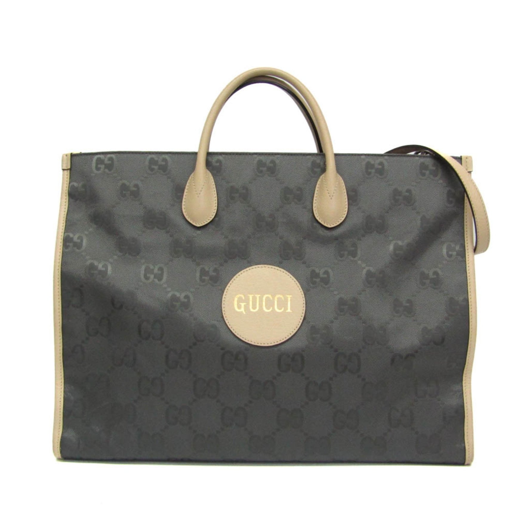 Gucci Off The Grid GG Men,Women Nylon Canvas,Leather Handbag,Shoulder Bag Gray,Off-white