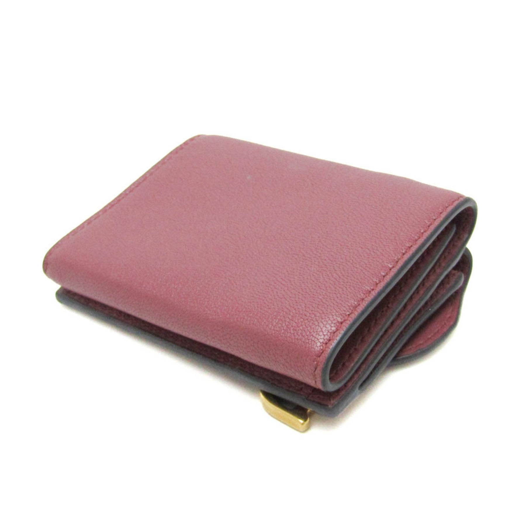 Christian Dior Saddle Wallet Leather Wallet (tri-fold) Dusty Pink