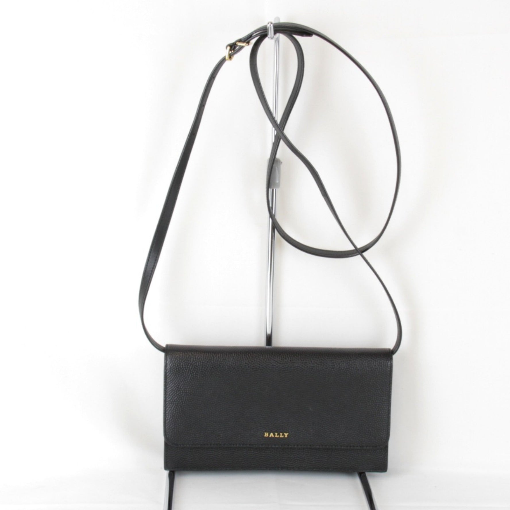 BALLY Shoulder Bag Leather Black Women's