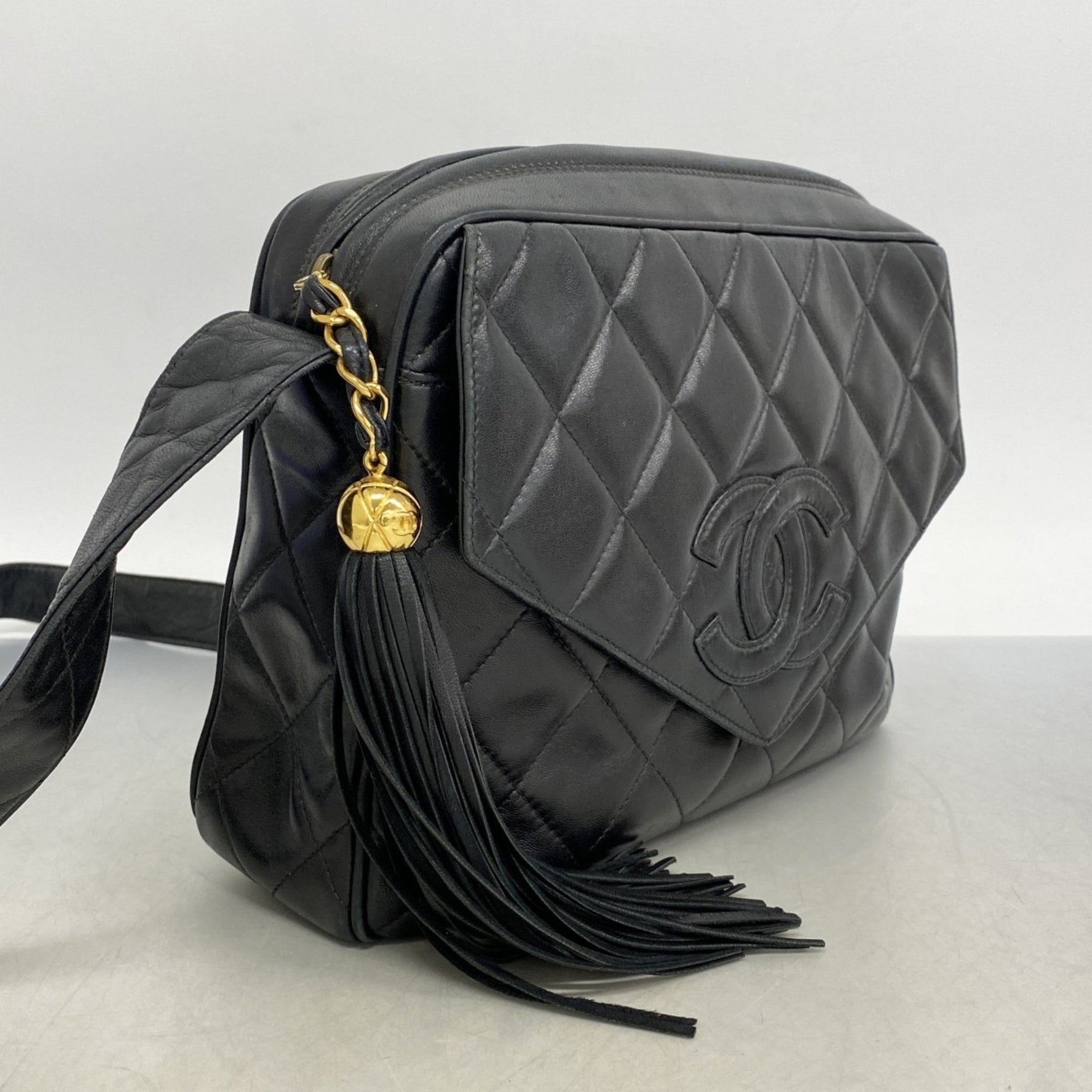 Chanel Matelasse Shoulder Bag, Lambskin, Black, Women's