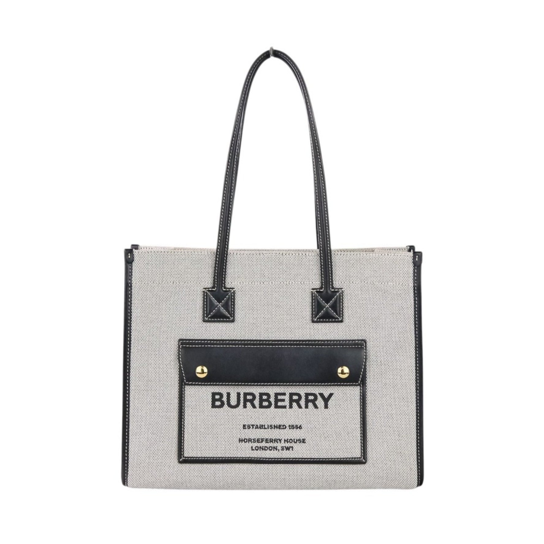 BURBERRY SM FREYA TOTE Canvas Tote Bag Gray