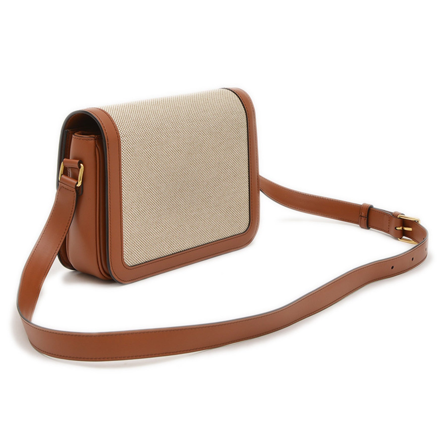 Celine Classic Triomphe Shoulder Bag Canvas Leather Natural Tan BP
