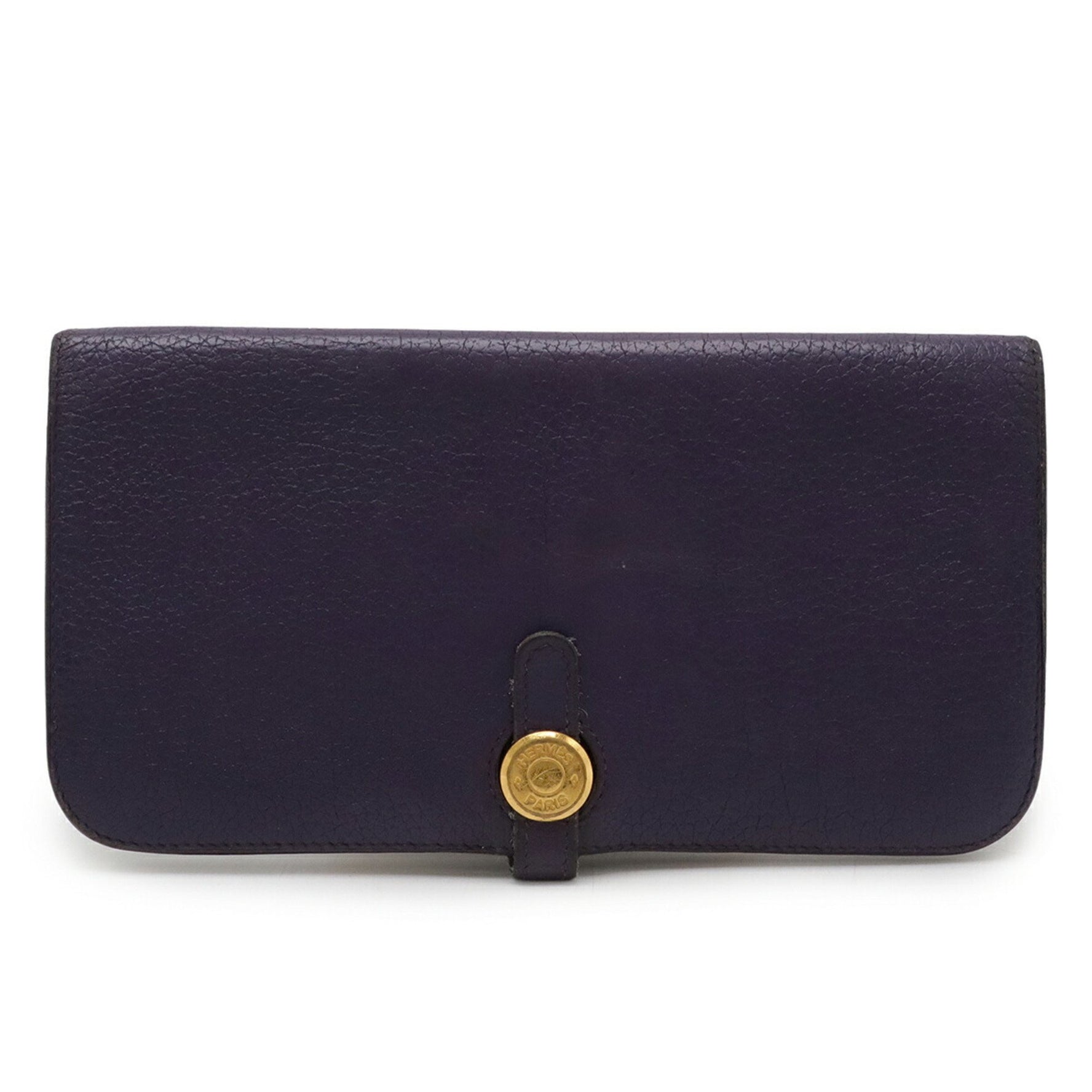 HERMES Dogon Recto Verso Long Bi-fold Wallet in Taurillon Clemence Leather, Purple, N Stamp