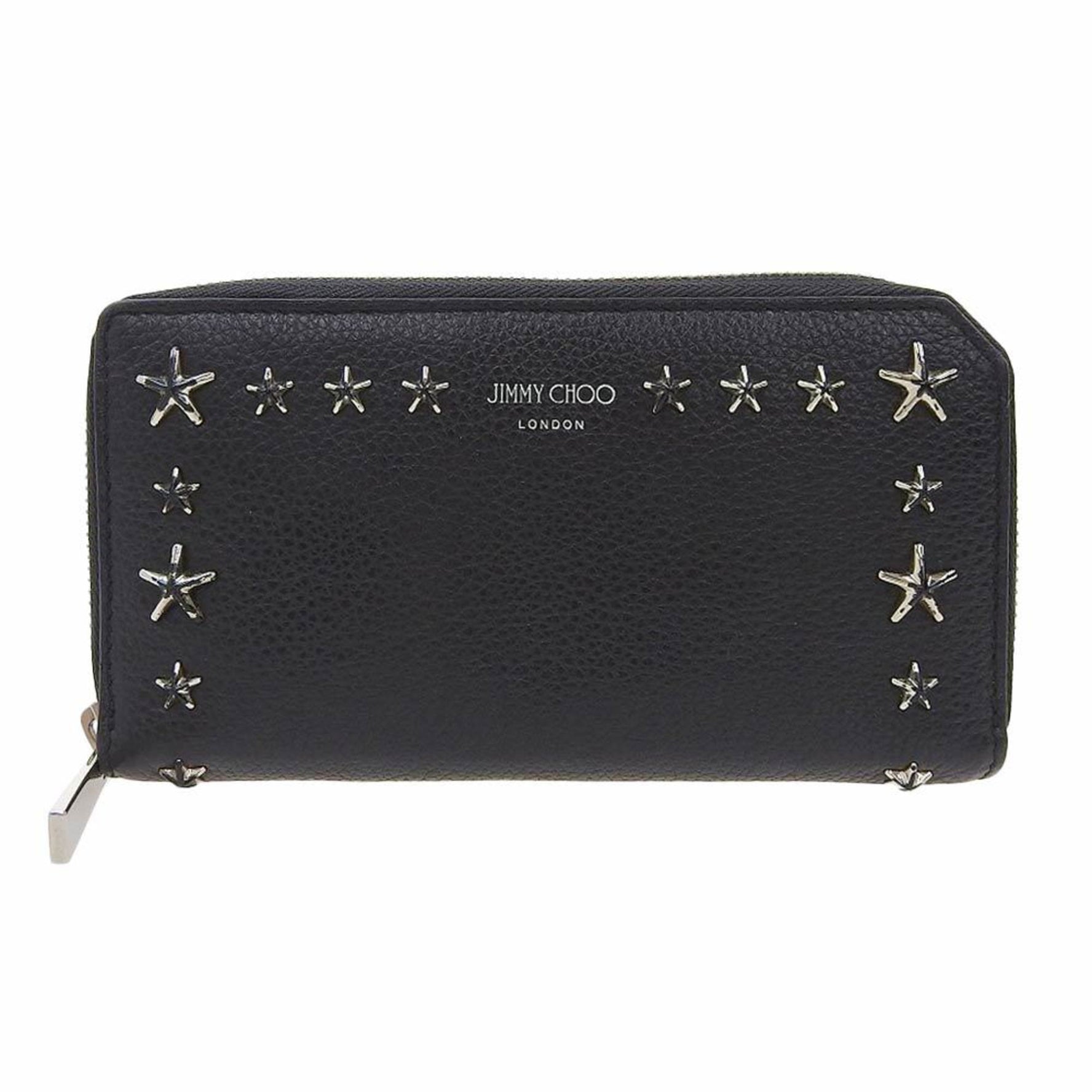 Jimmy Choo Round Zipper Long Wallet Pippa Star Studs Leather