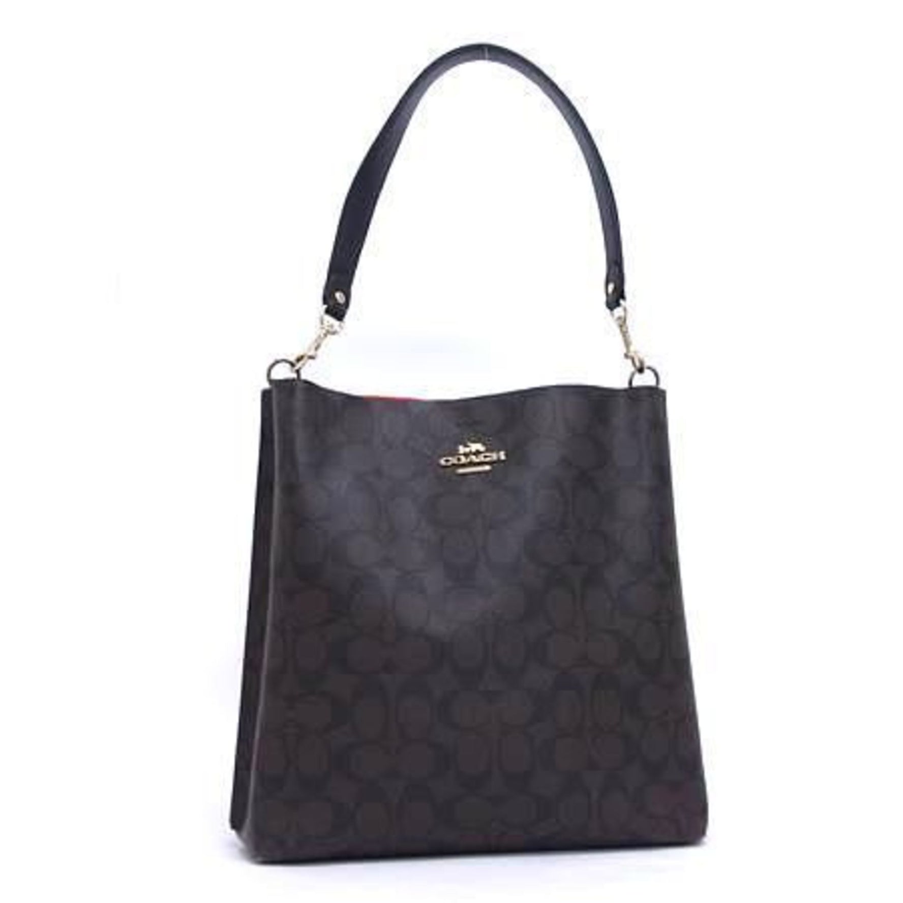 COACH Molly Bucket Shoulder Bag Brown/Black Leather Signature