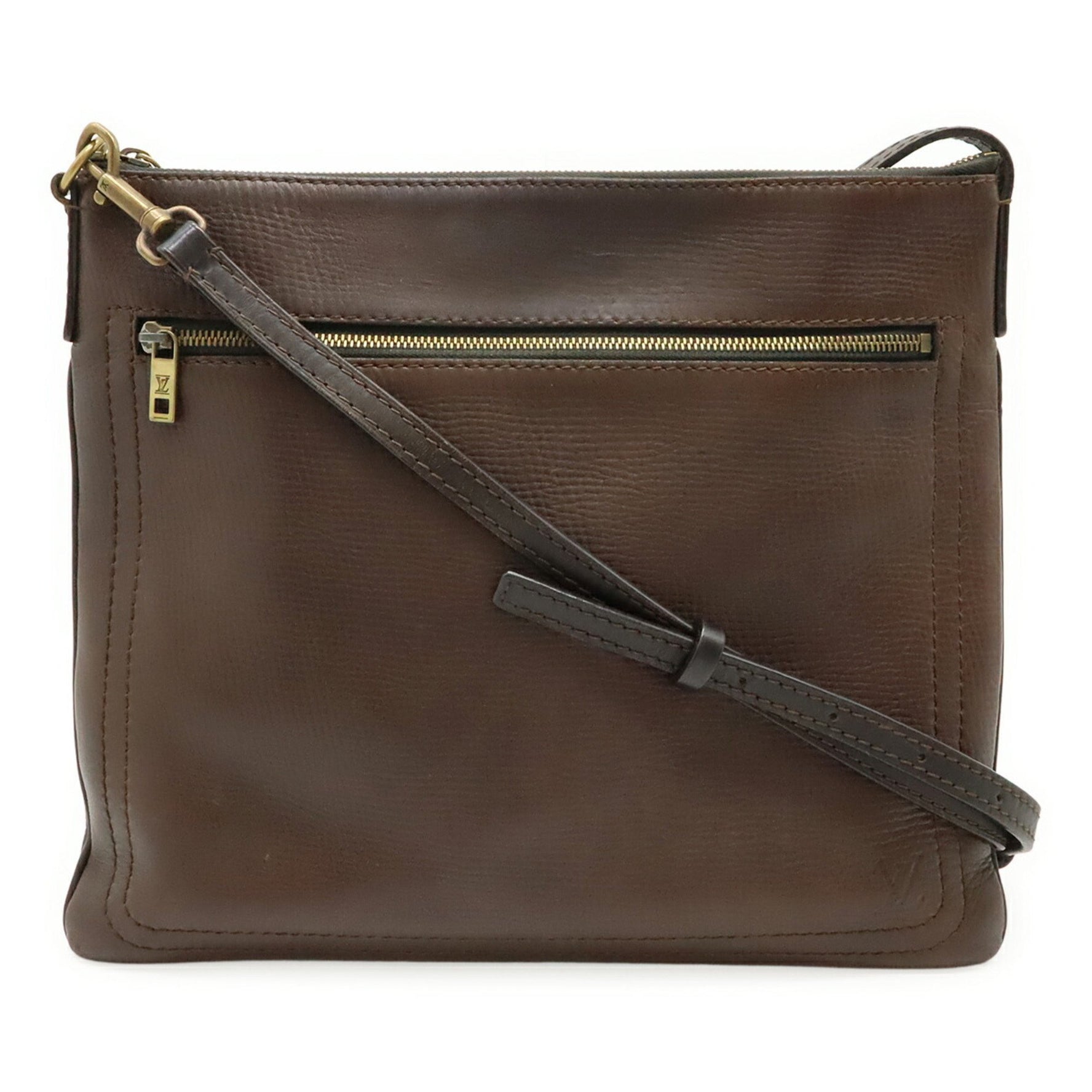 Louis Vuitton Utah Sac Plat Shoulder Bag, Leather, Cafe Brown, Dark