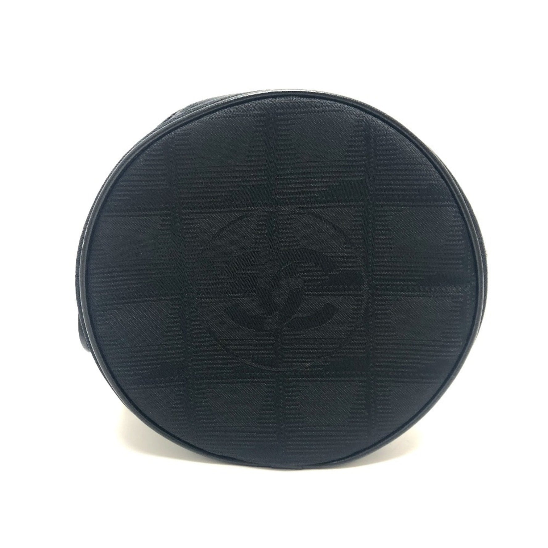 CHANEL A17682 New Travel Line Round Pouch Nylon Jacquard Women's Black