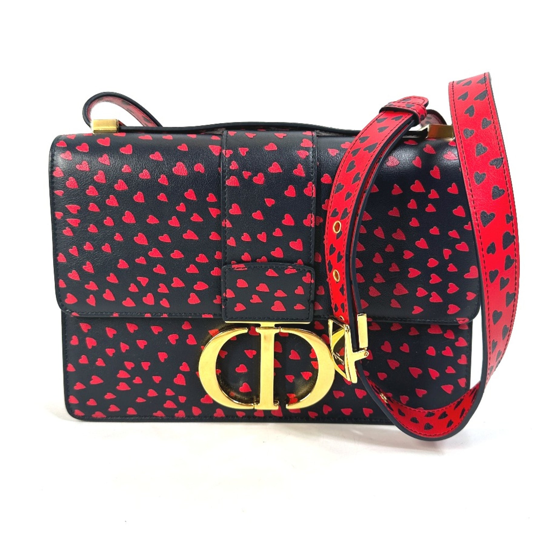 Christian Dior Christian heart Logo Crossbody Shoulder Bag Red
