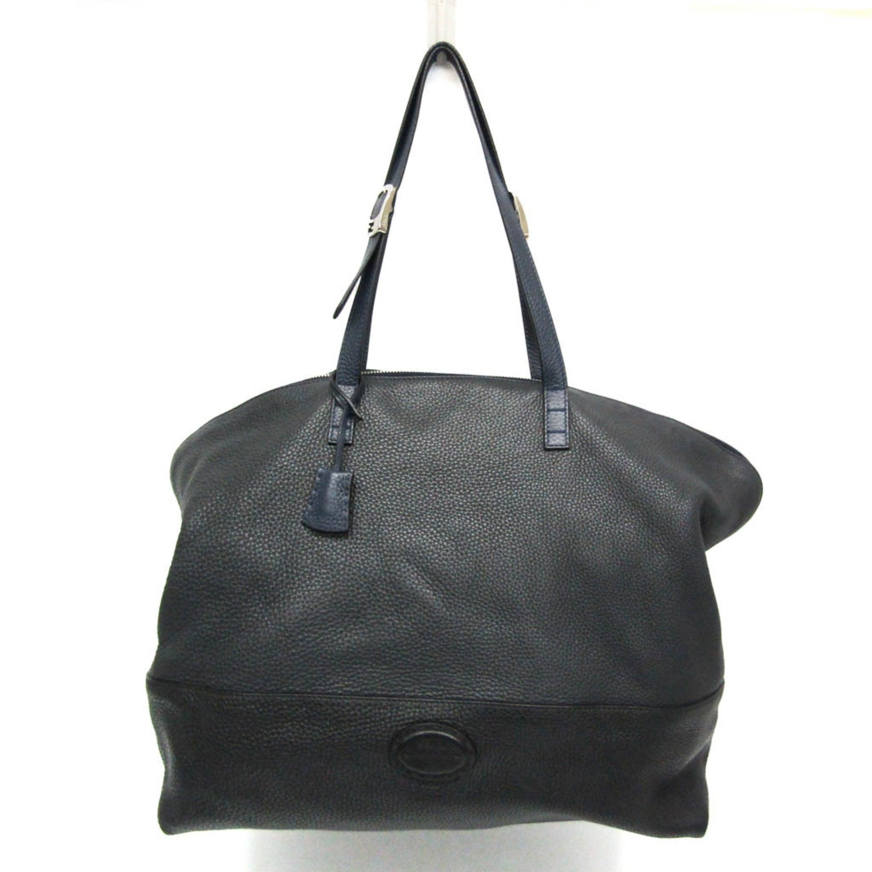 Fendi Selleria Leather Boston Bag Black,Navy