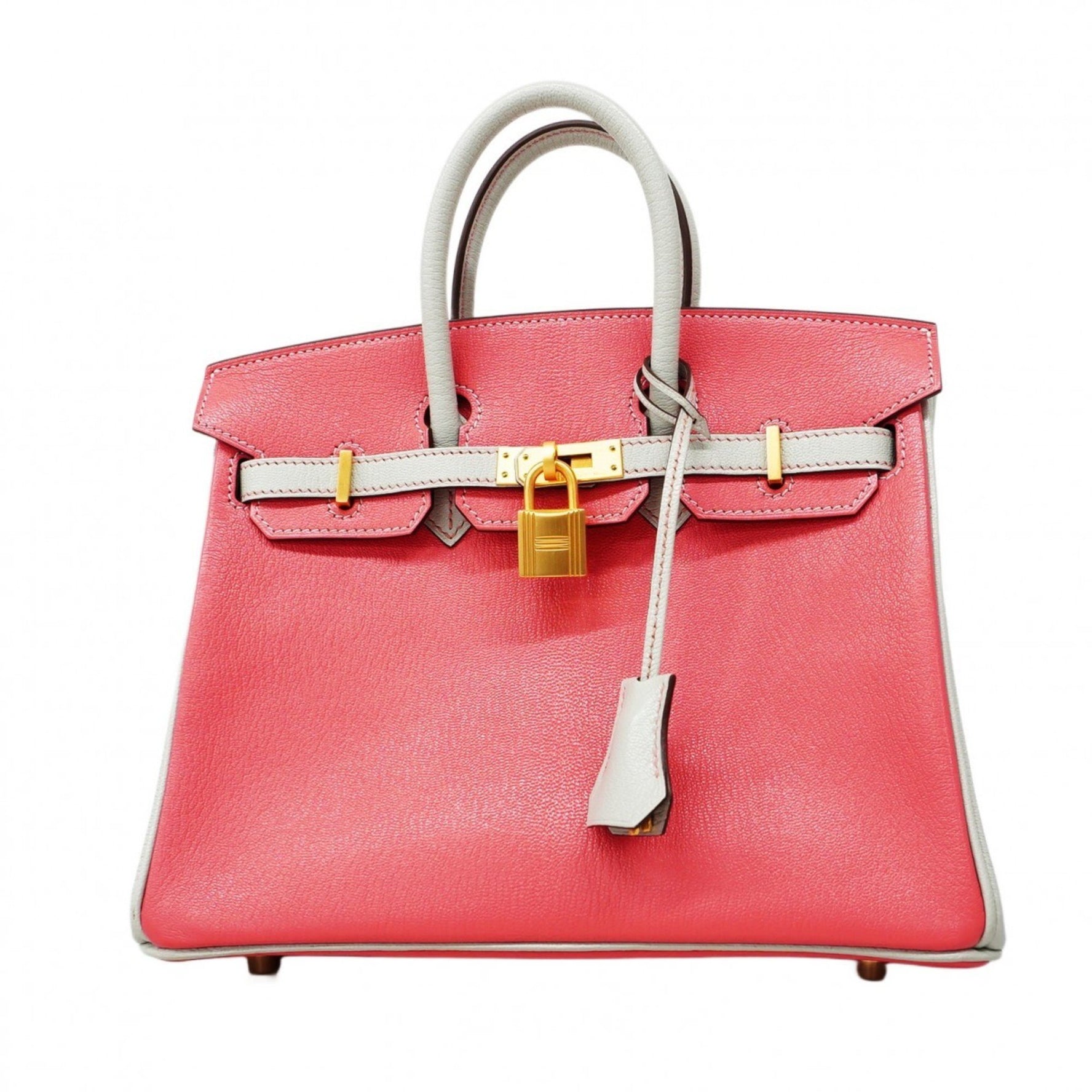 Hermes handbag Birkin 25 special order Coromandel Rose Azalee Pearl Grey Z stamped ladies