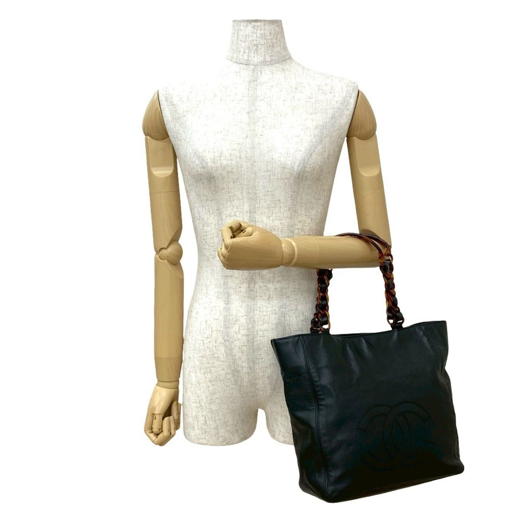 CHANEL Coco Mark Caviar Skin Mini Tote Bag in Black