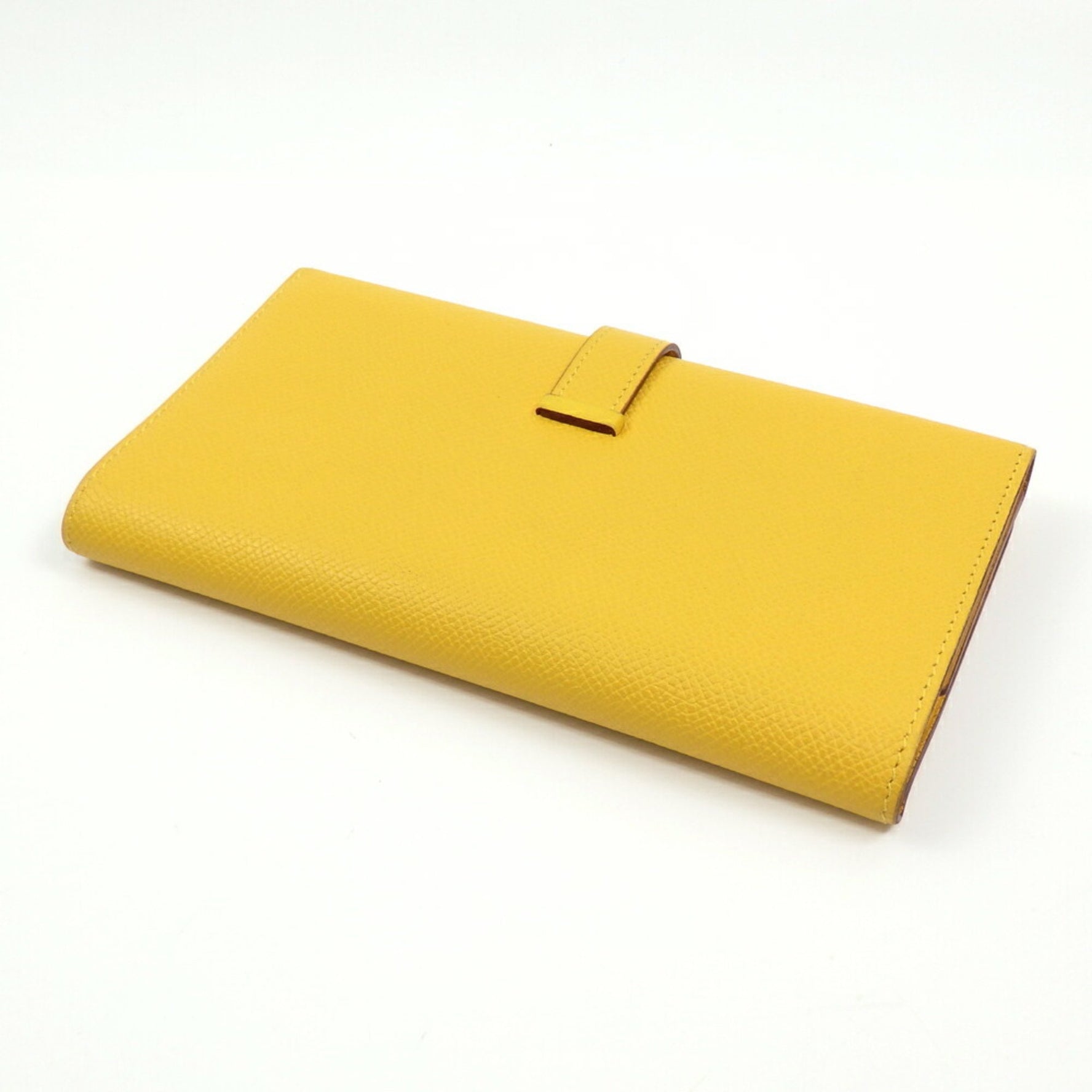 Hermes Hermès Bearn Dupree Tri-fold Long Wallet for Women, Yellow Jaune Ambre Leather, Epsom □M Stamp, Made in 2009