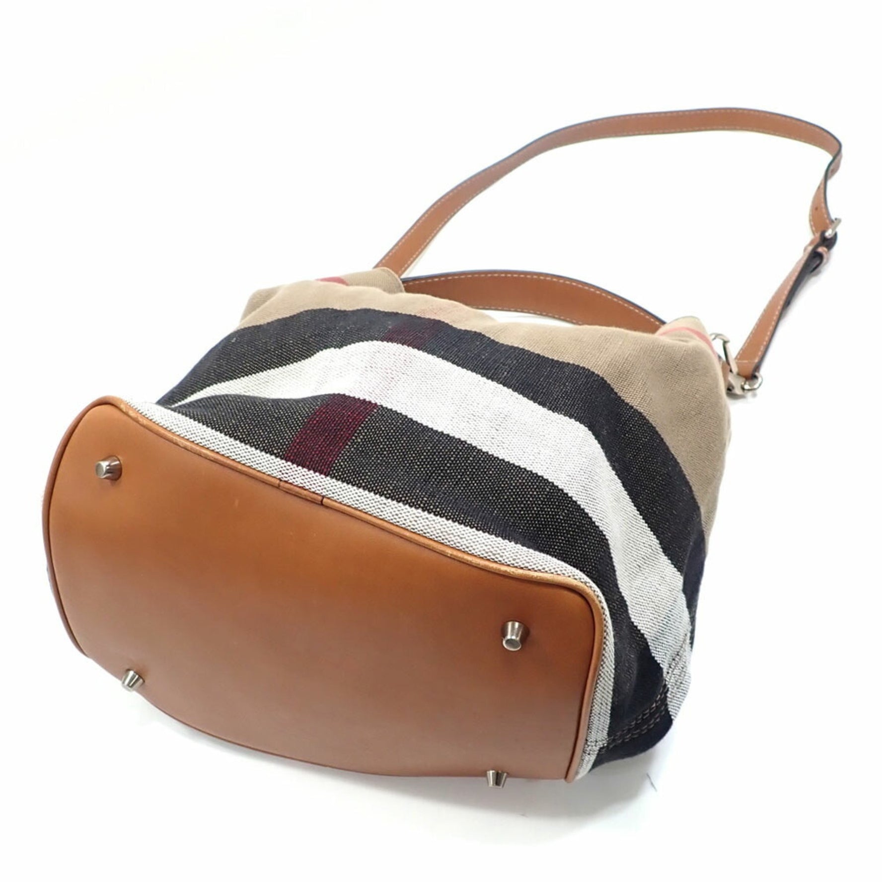 Burberry Canvas and Leather Handbag, Check Pattern