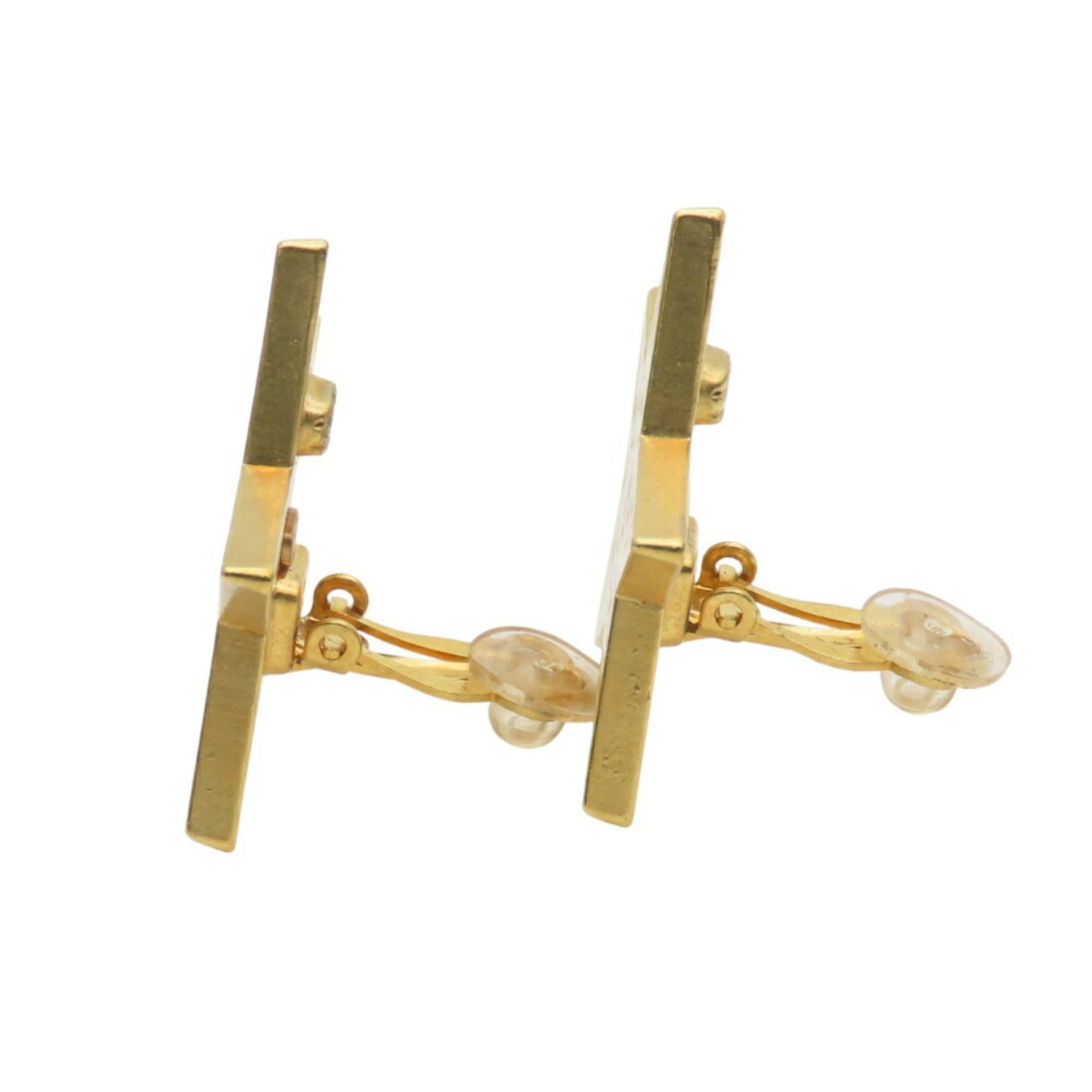 Chanel Star Earrings, Plated Metal, Cream Gold, Coco Mark