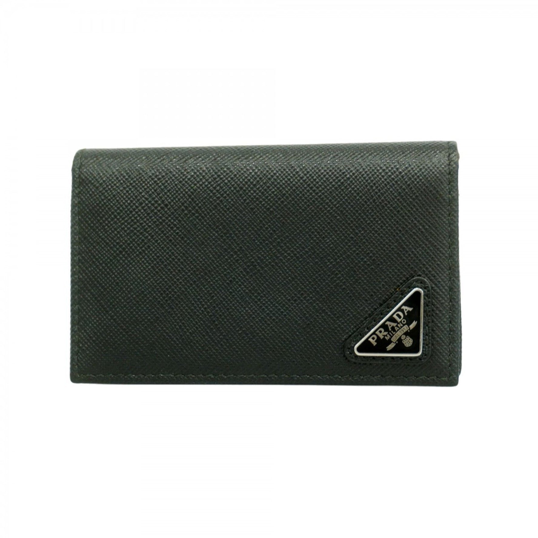 Prada Men's Black Leather Business Card Case