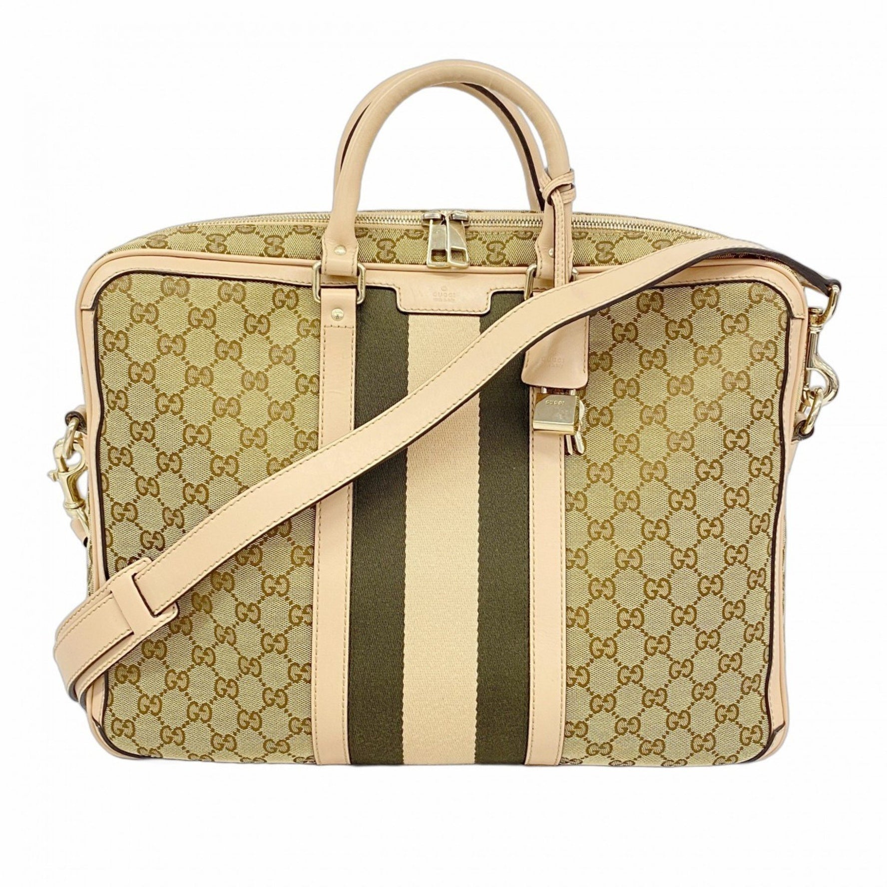 Gucci GG Canvas Bag Brown Pink Khaki Champagne