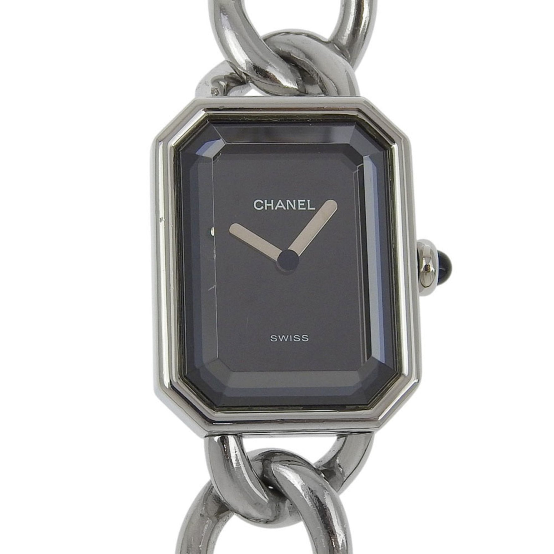 CHANEL Premiere M Watch Stainless Steel Quartz Analog Display Black Dial